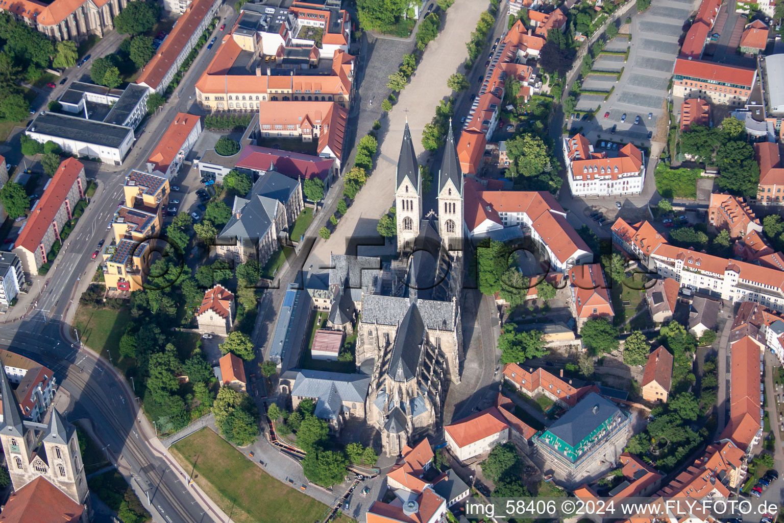 Aerial view of City view of Halberstadt in the state Saxony-Anhalt