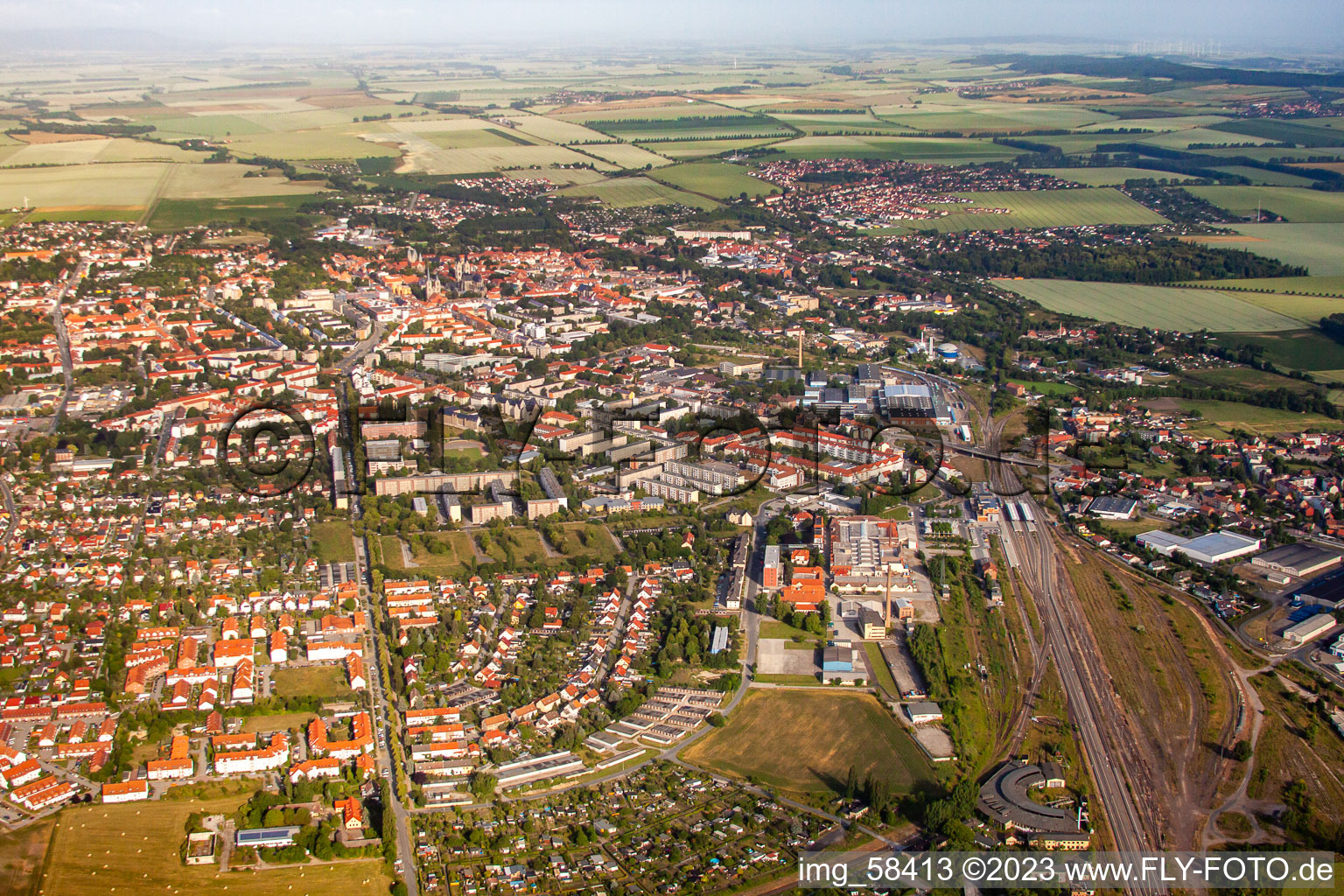 From the east in Halberstadt in the state Saxony-Anhalt, Germany