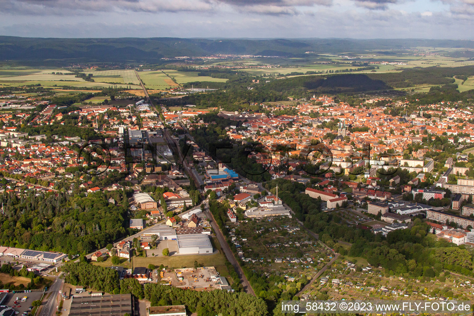Aerial photograpy of Quedlinburg in the state Saxony-Anhalt, Germany