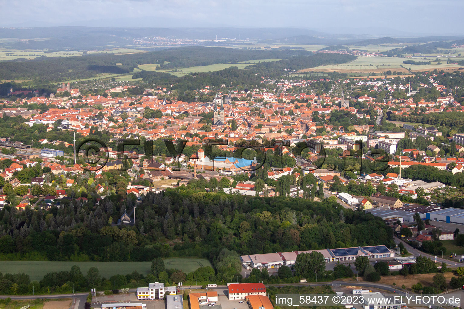 Oblique view of Quedlinburg in the state Saxony-Anhalt, Germany