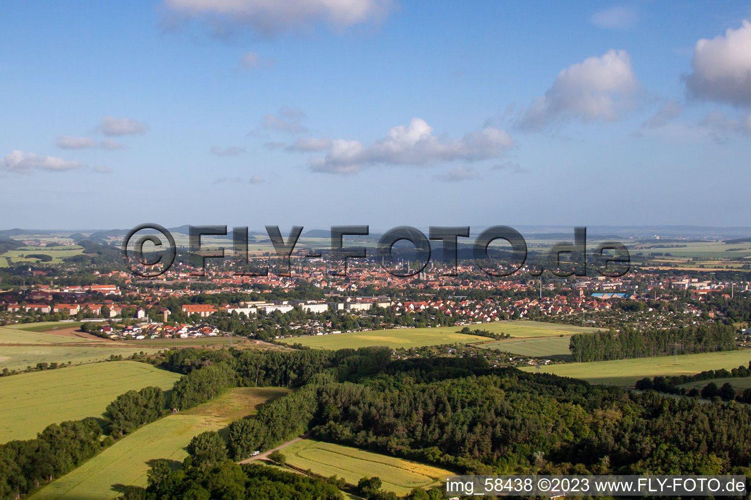 Aerial photograpy of From the southeast in Quedlinburg in the state Saxony-Anhalt, Germany