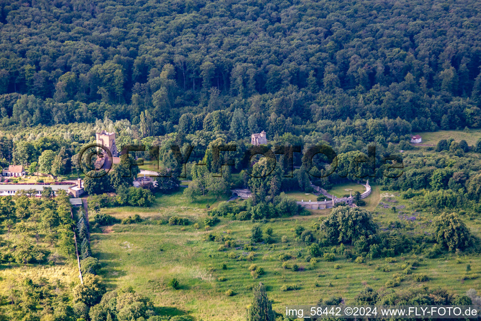 Aerial view of Roseburg Park in the district Rieder in Ballenstedt in the state Saxony-Anhalt, Germany