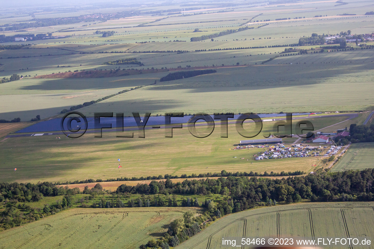 Airfield from the south in the district Asmusstedt in Ballenstedt in the state Saxony-Anhalt, Germany