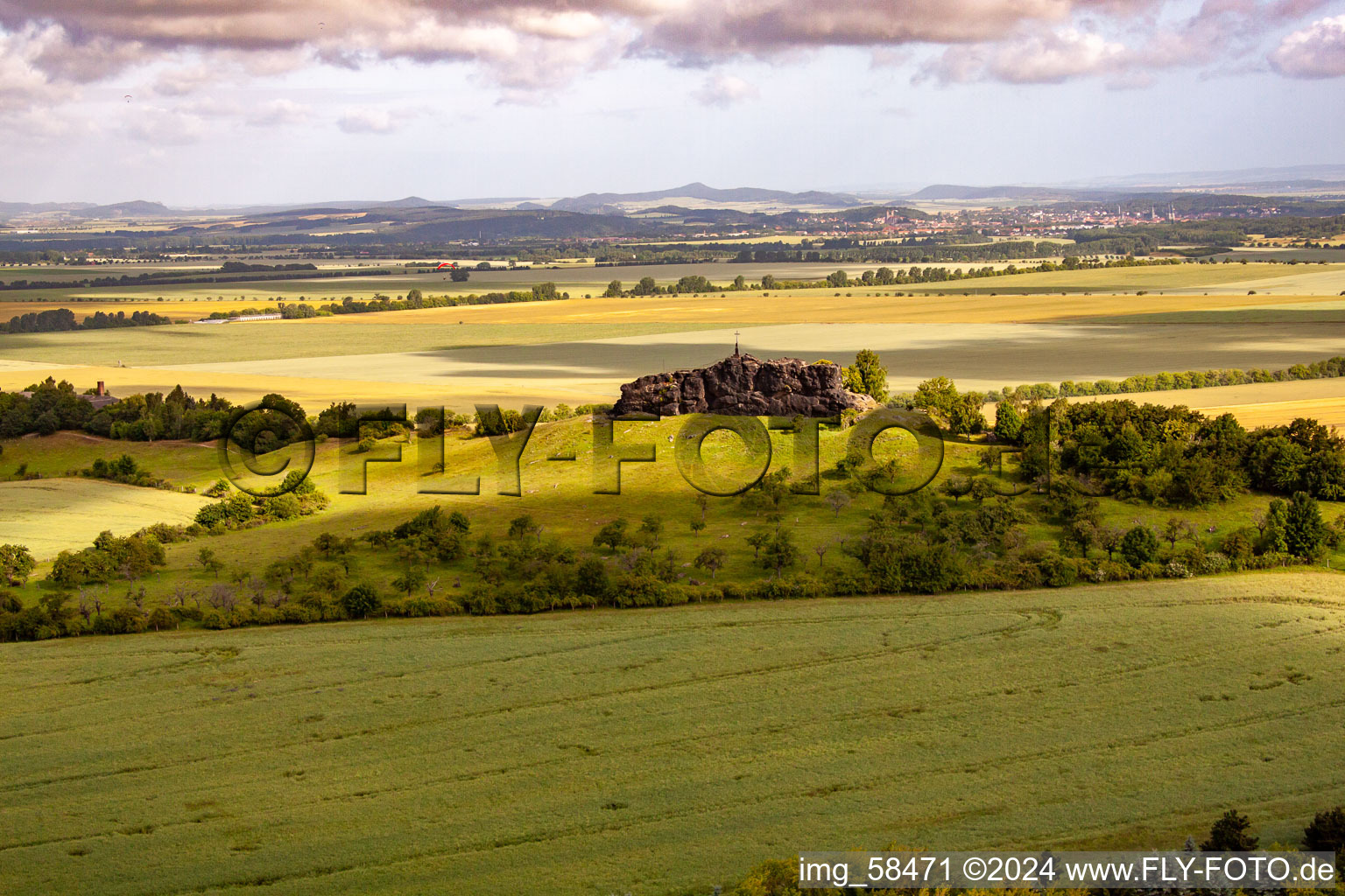 Aerial view of Devil's Wall Counterstones at Ballenstedt in Ballenstedt in the state Saxony-Anhalt, Germany