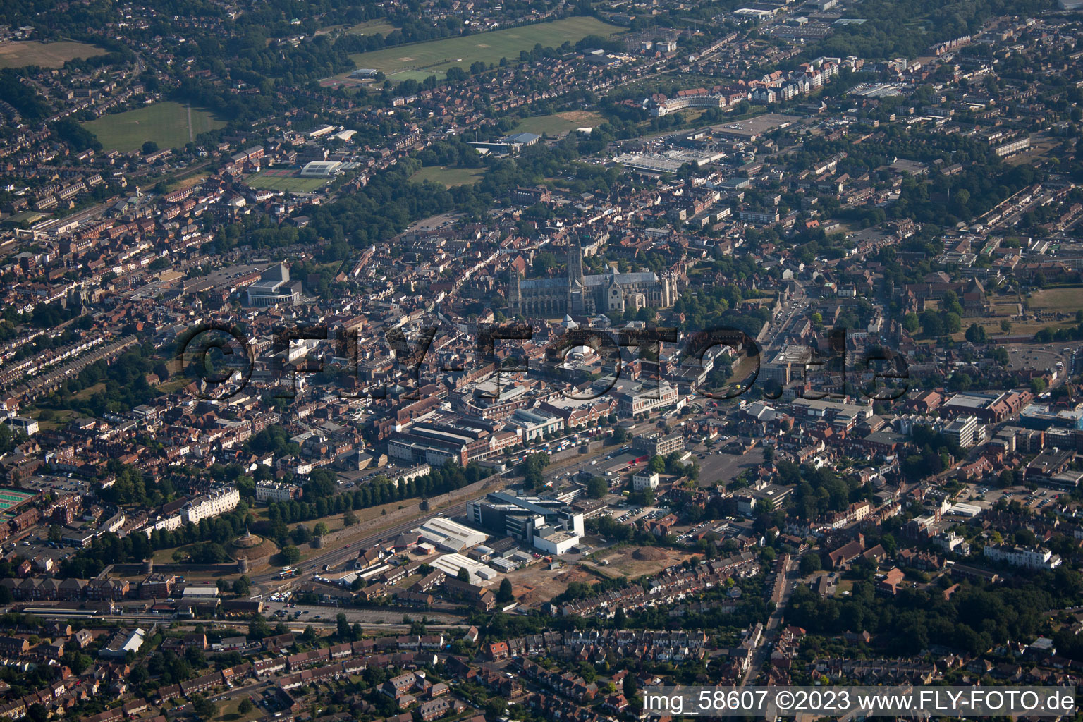 Aerial view of Canterbury in Thanington in the state England, Great Britain
