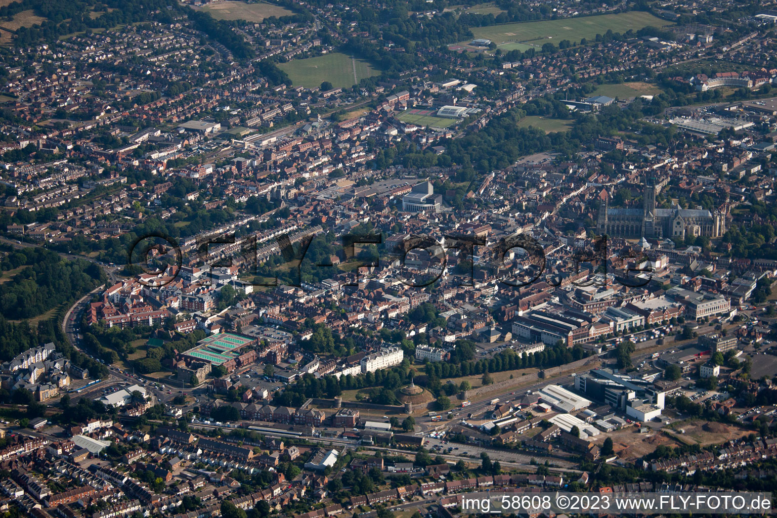 Aerial photograpy of Canterbury in Thanington in the state England, Great Britain