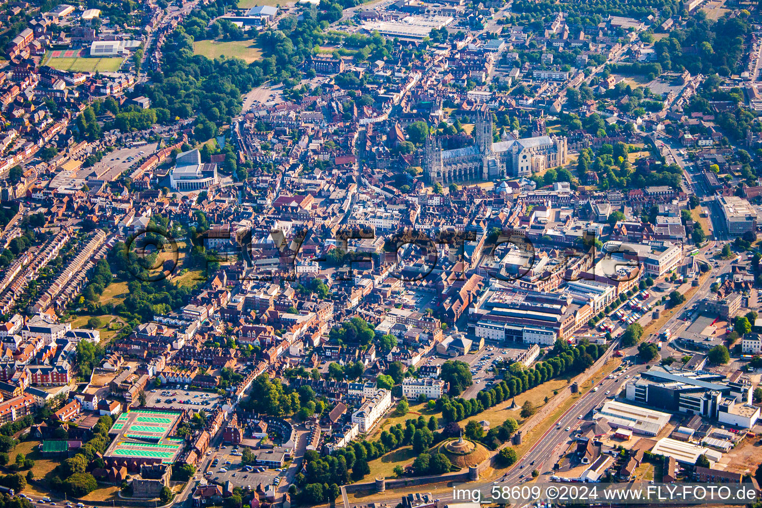 Oblique view of Canterbury in Thanington in the state England, Great Britain