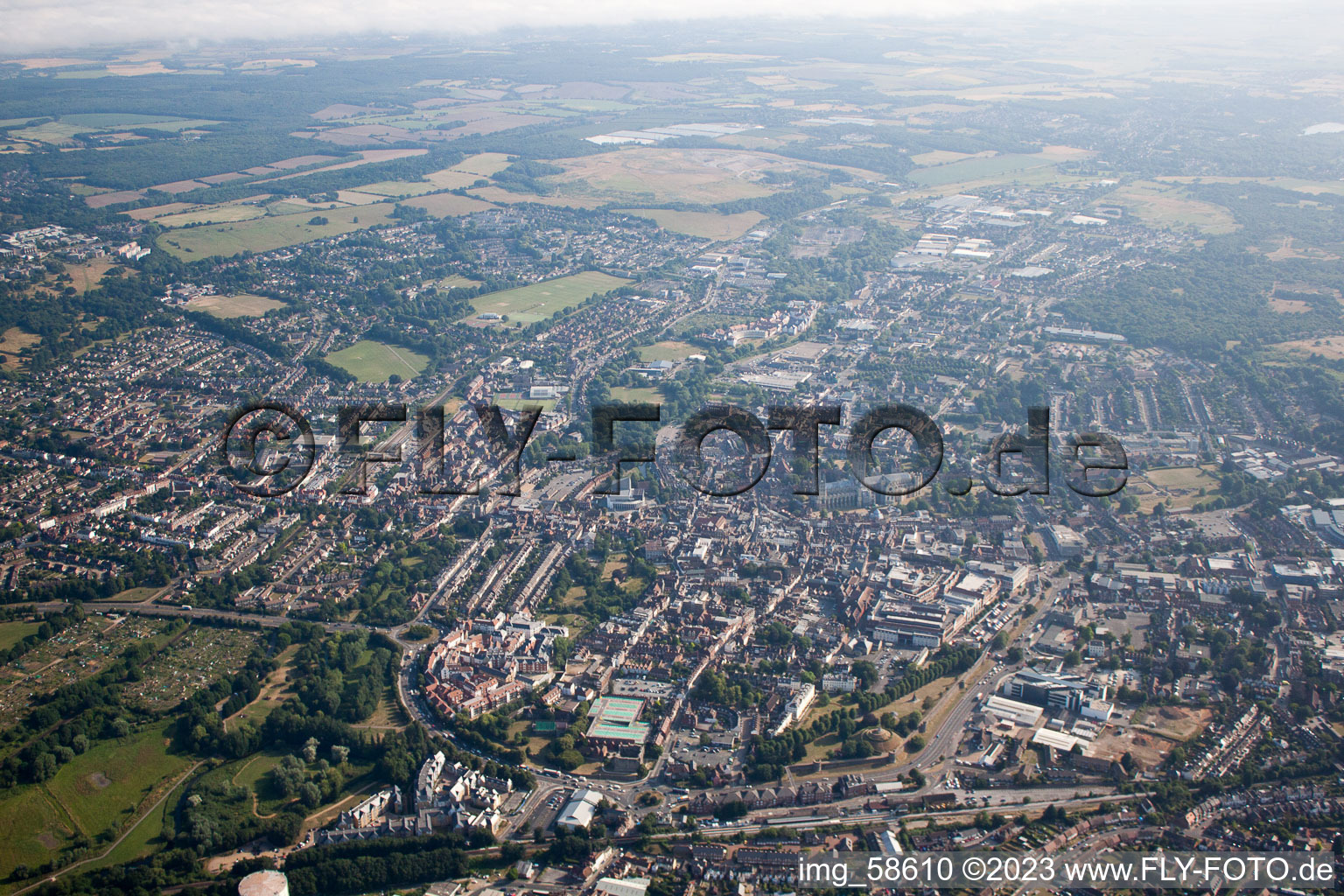Canterbury in Thanington in the state England, Great Britain from above