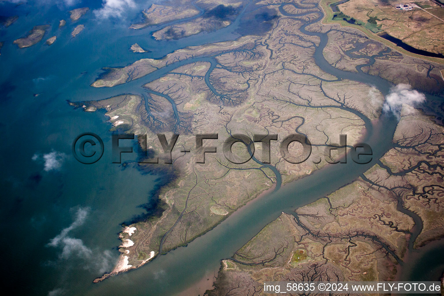 River Delta and estuary Thames in Isle of Grain in England, United Kingdom