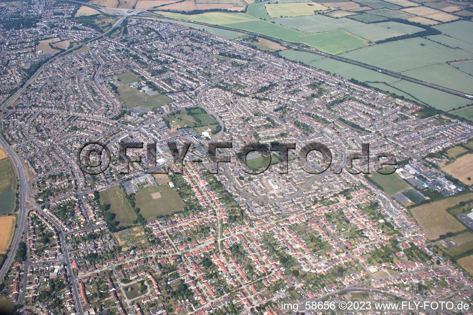 Aerial view of Fobbing in the state England, Great Britain
