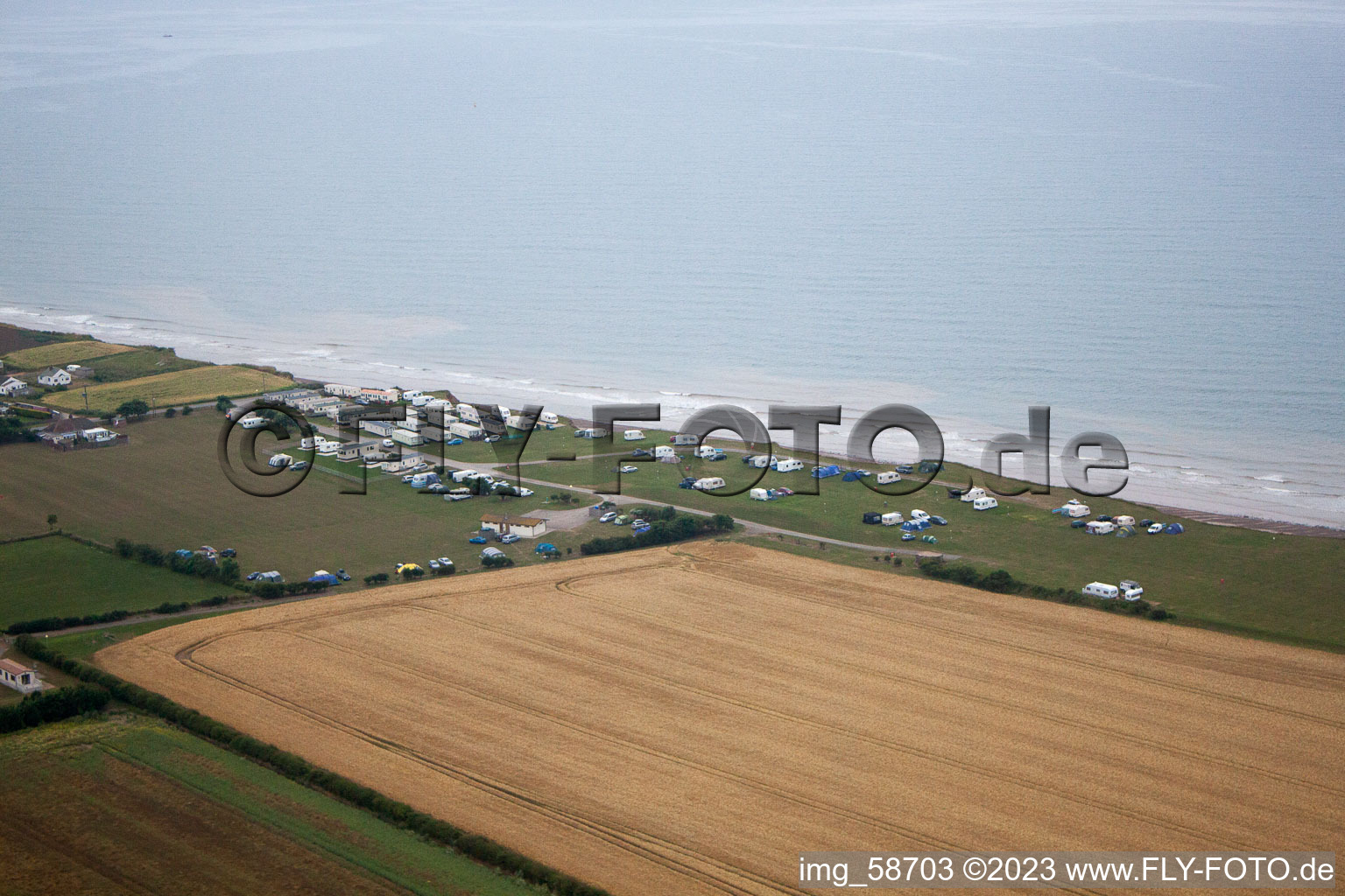Aerial view of Atwick in the state England, Great Britain