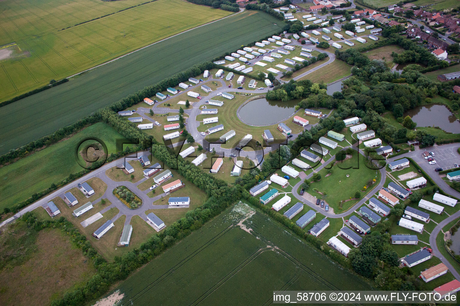 Holiday house plant of the park Top View Caravan Park in Ulrome in England, United Kingdom
