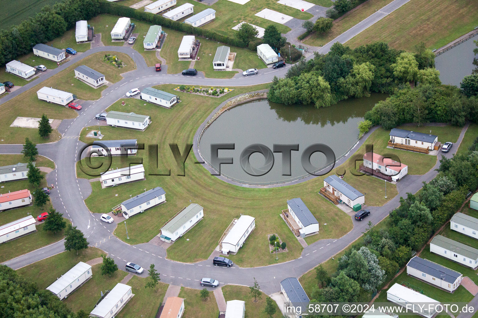 Camping with caravans and tents in Ulrome in England, United Kingdom