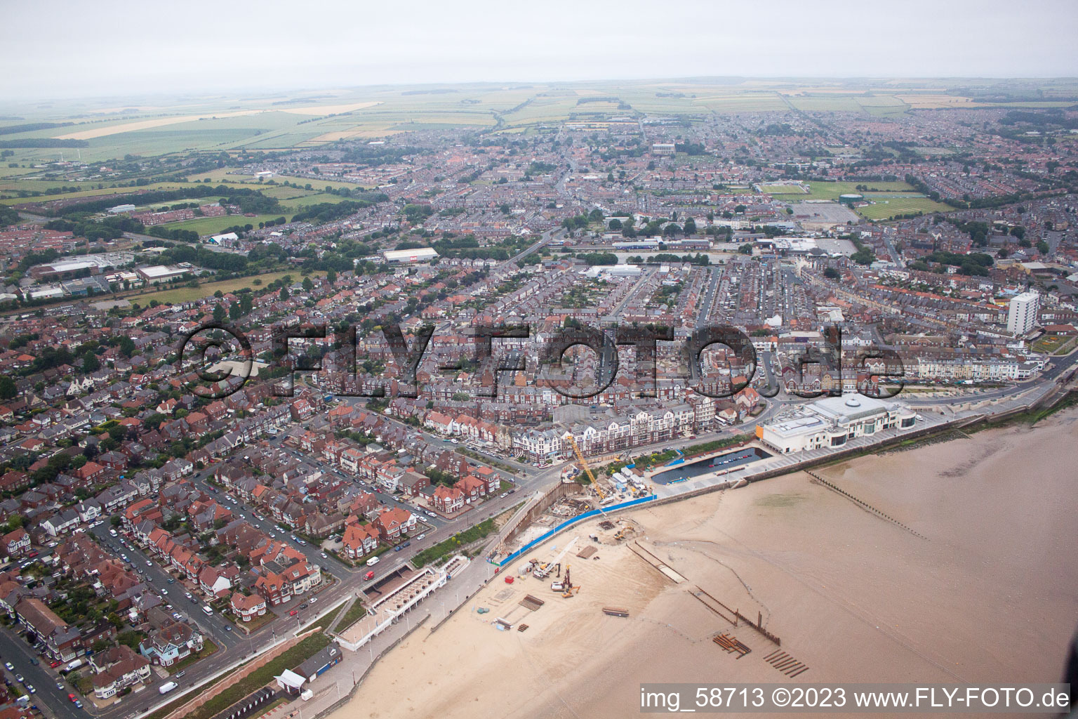 Aerial view of Bridlington in the state England, Great Britain