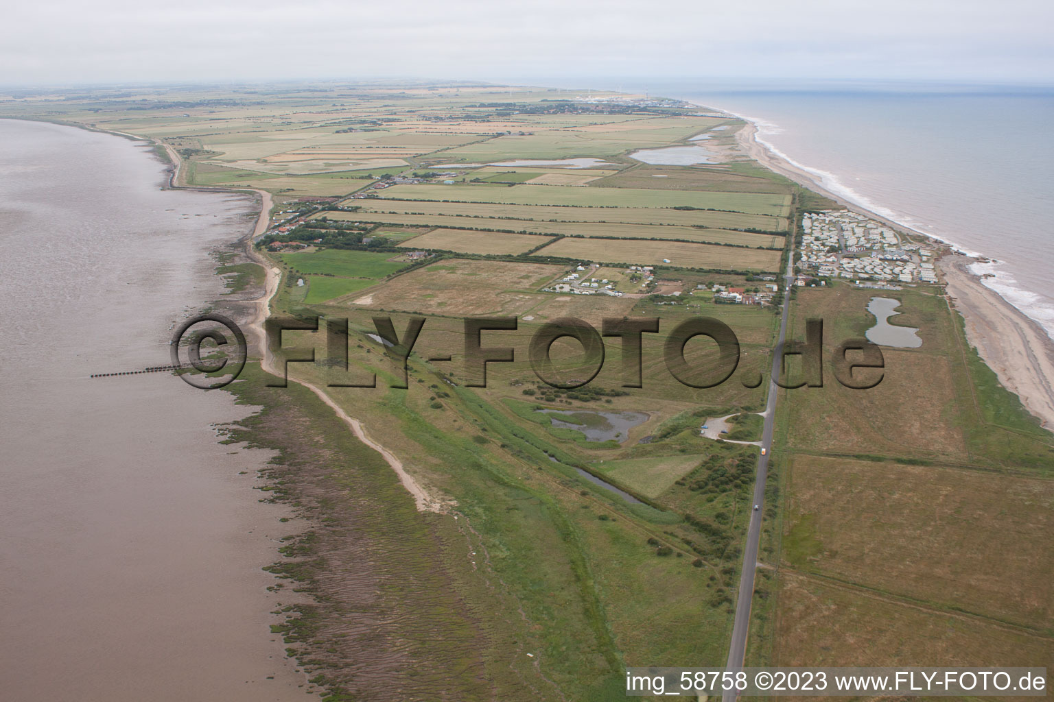 Aerial photograpy of Kilnsea in the state England, Great Britain