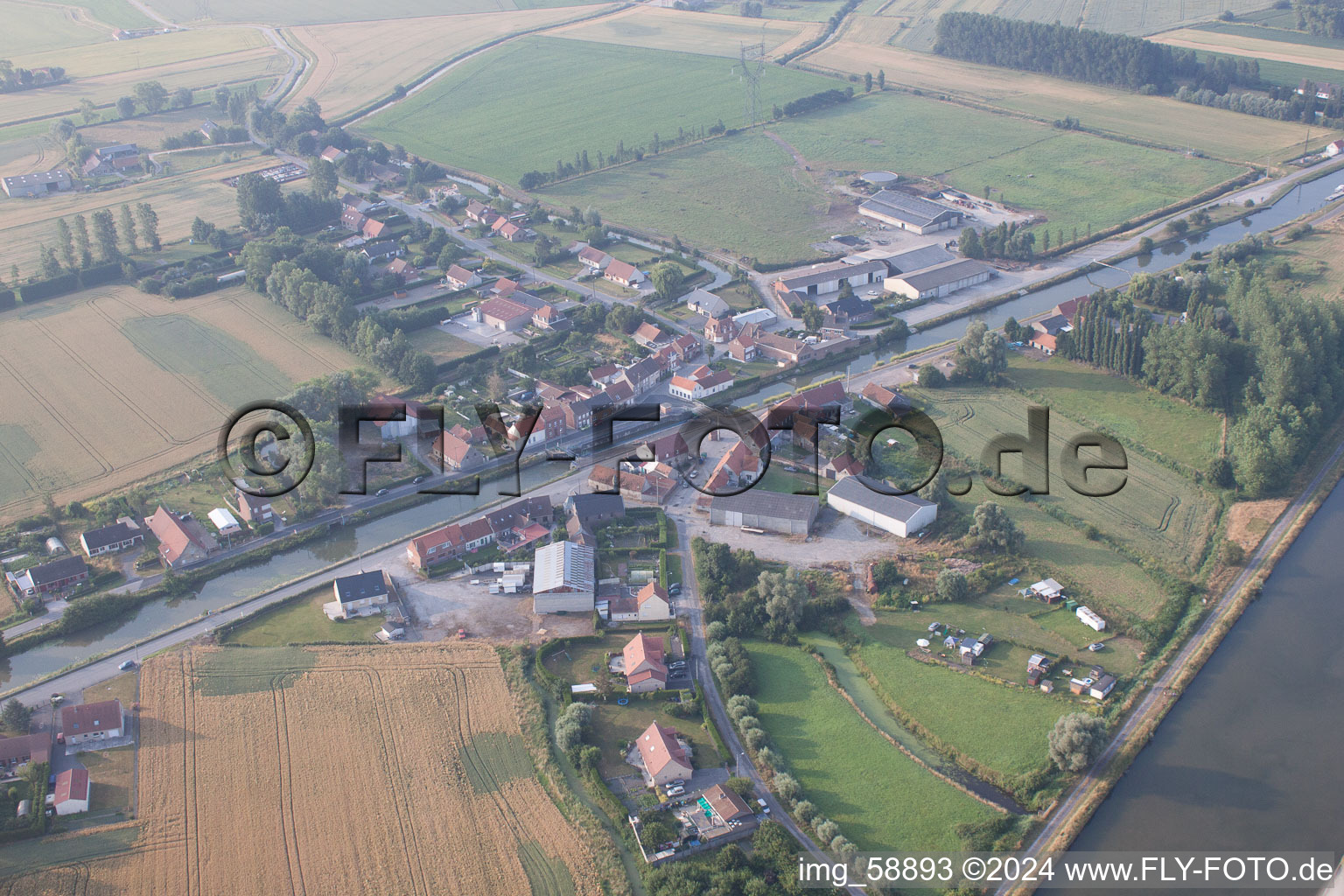 Aerial view of Looberghe in the state North, France