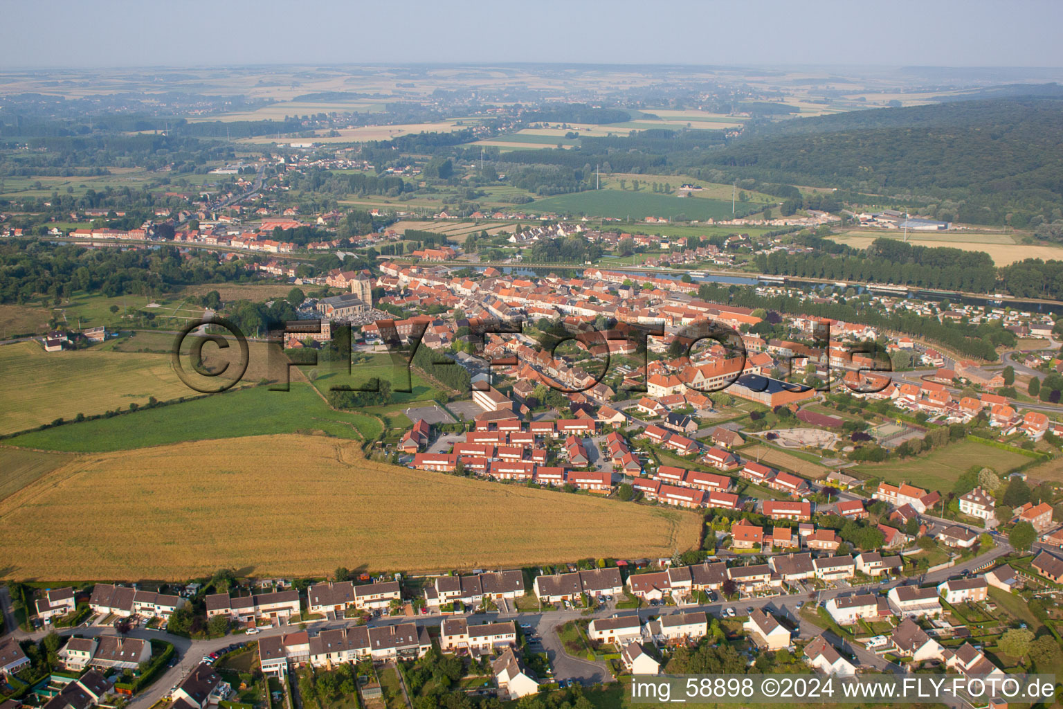 Aerial view of Watten in the state North, France