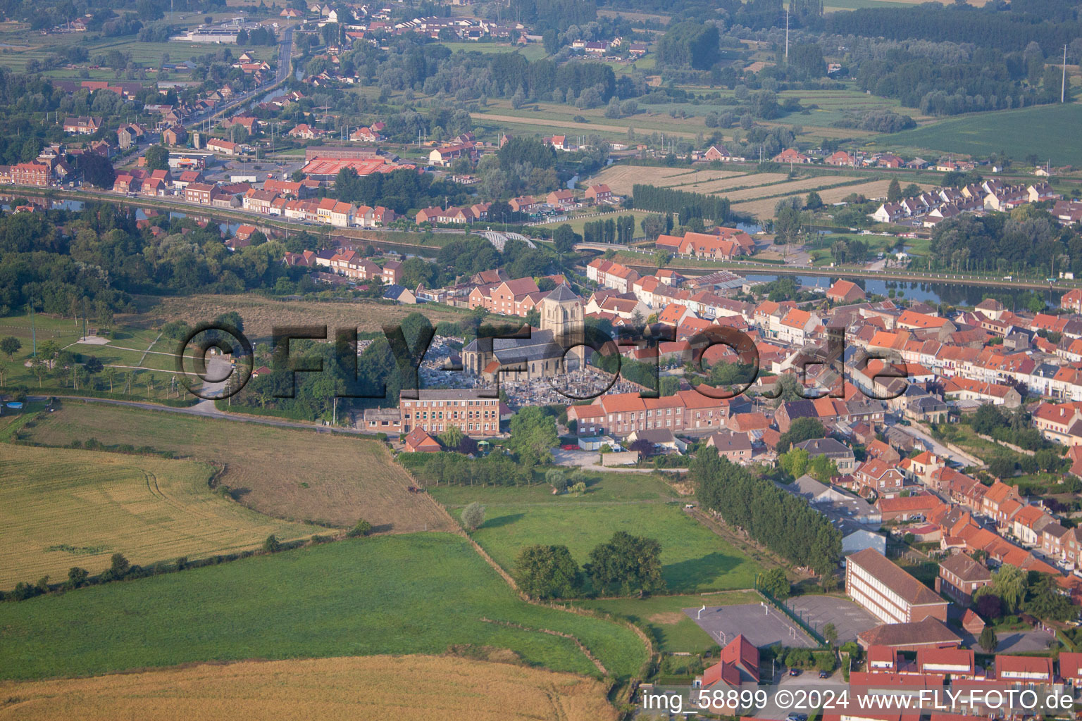 Aerial photograpy of Watten in the state North, France