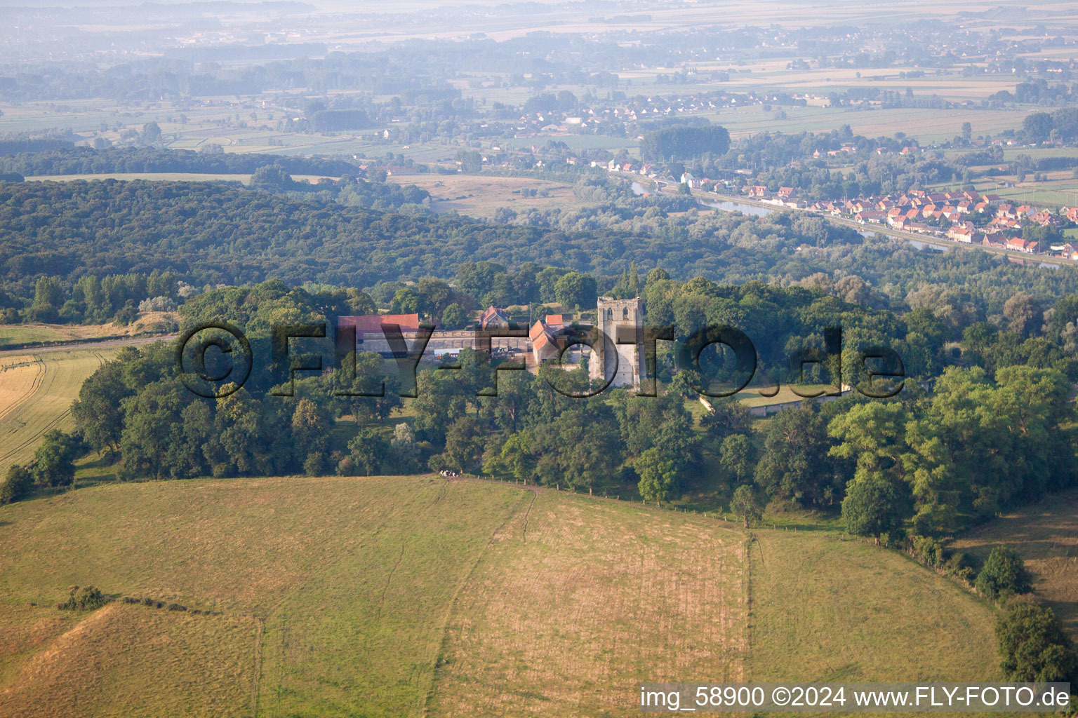 Oblique view of Watten in the state North, France