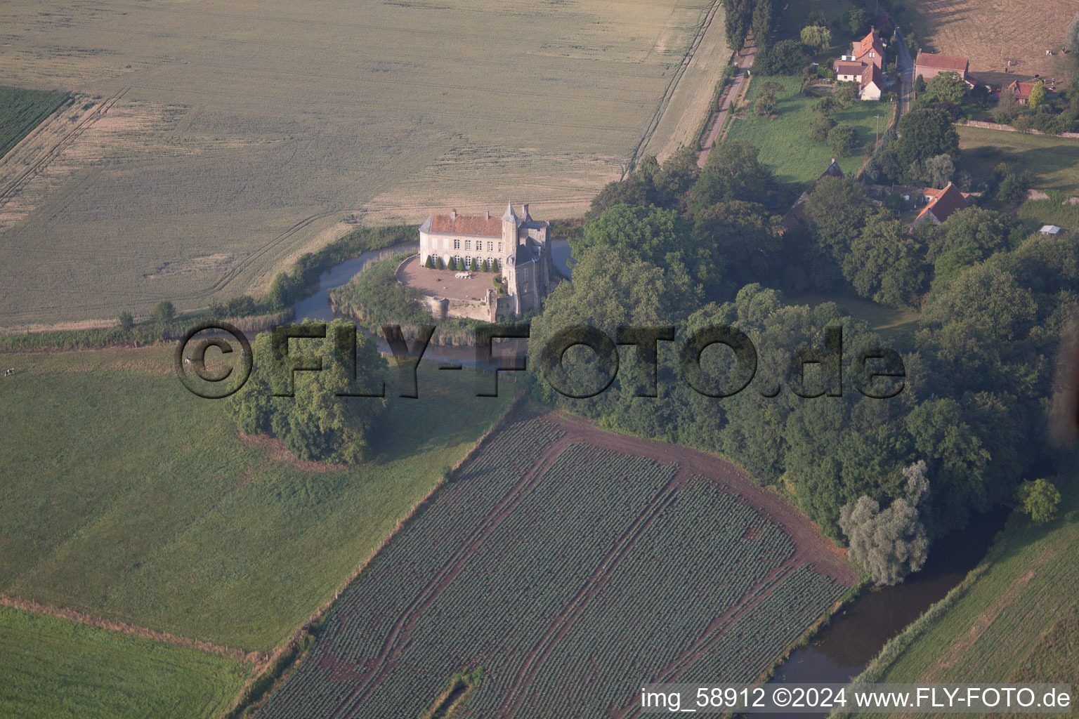 Building and castle park systems of water castle von Tilques in Tilques in Hauts-de-France, France