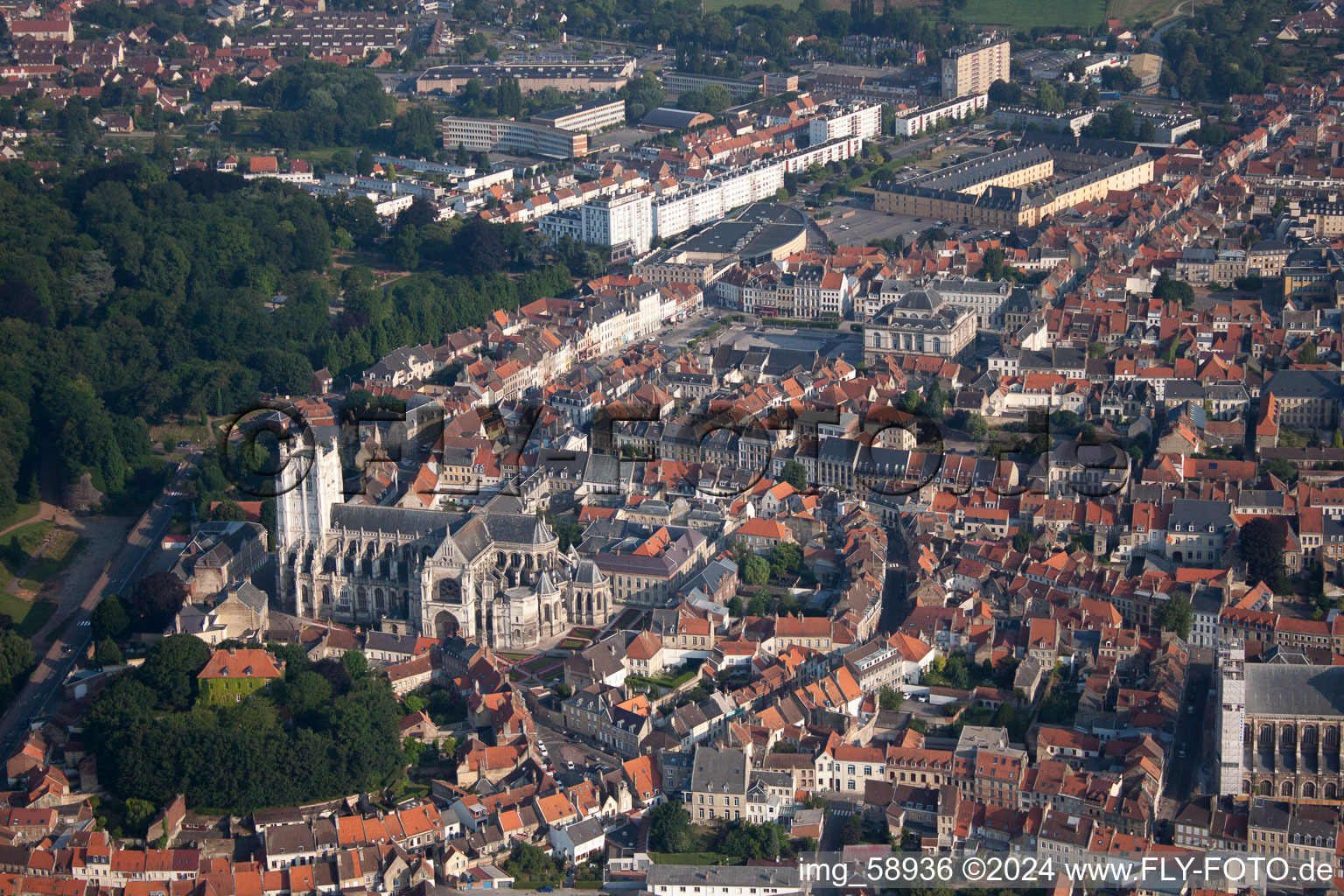 Aerial view of District Centre Ville-Bruyères in Longuenesse in the state Pas de Calais, France