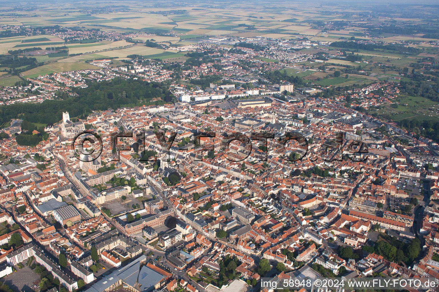 Aerial view of Saint-Omer in the state Pas de Calais, France