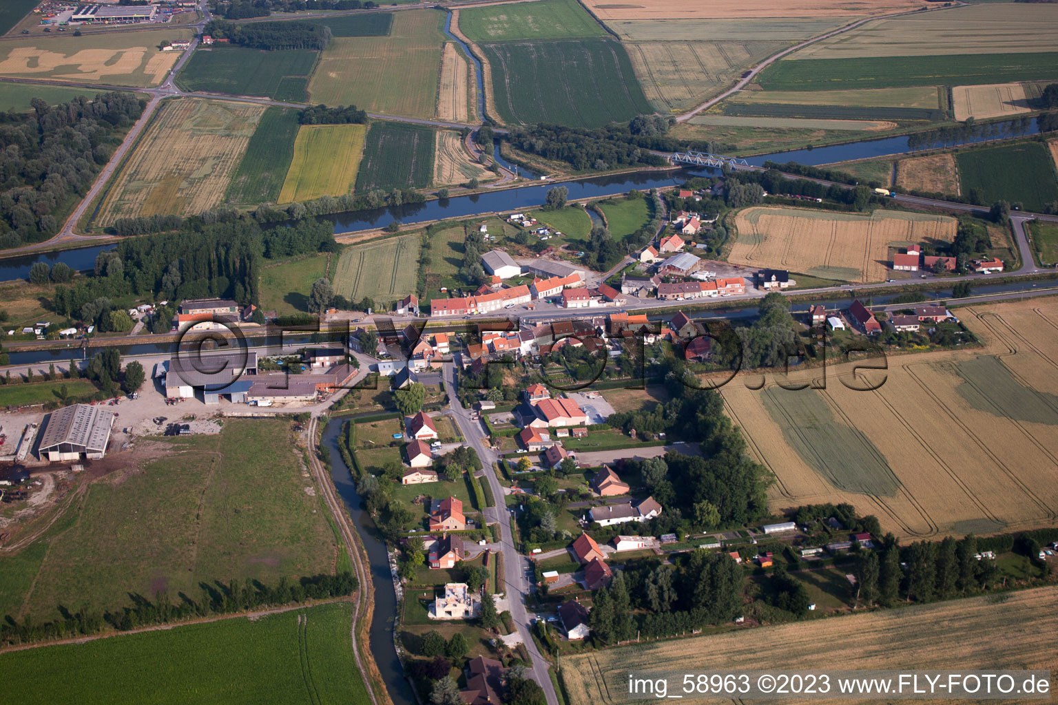 Aerial view of Cappelle-Brouck in the state North, France