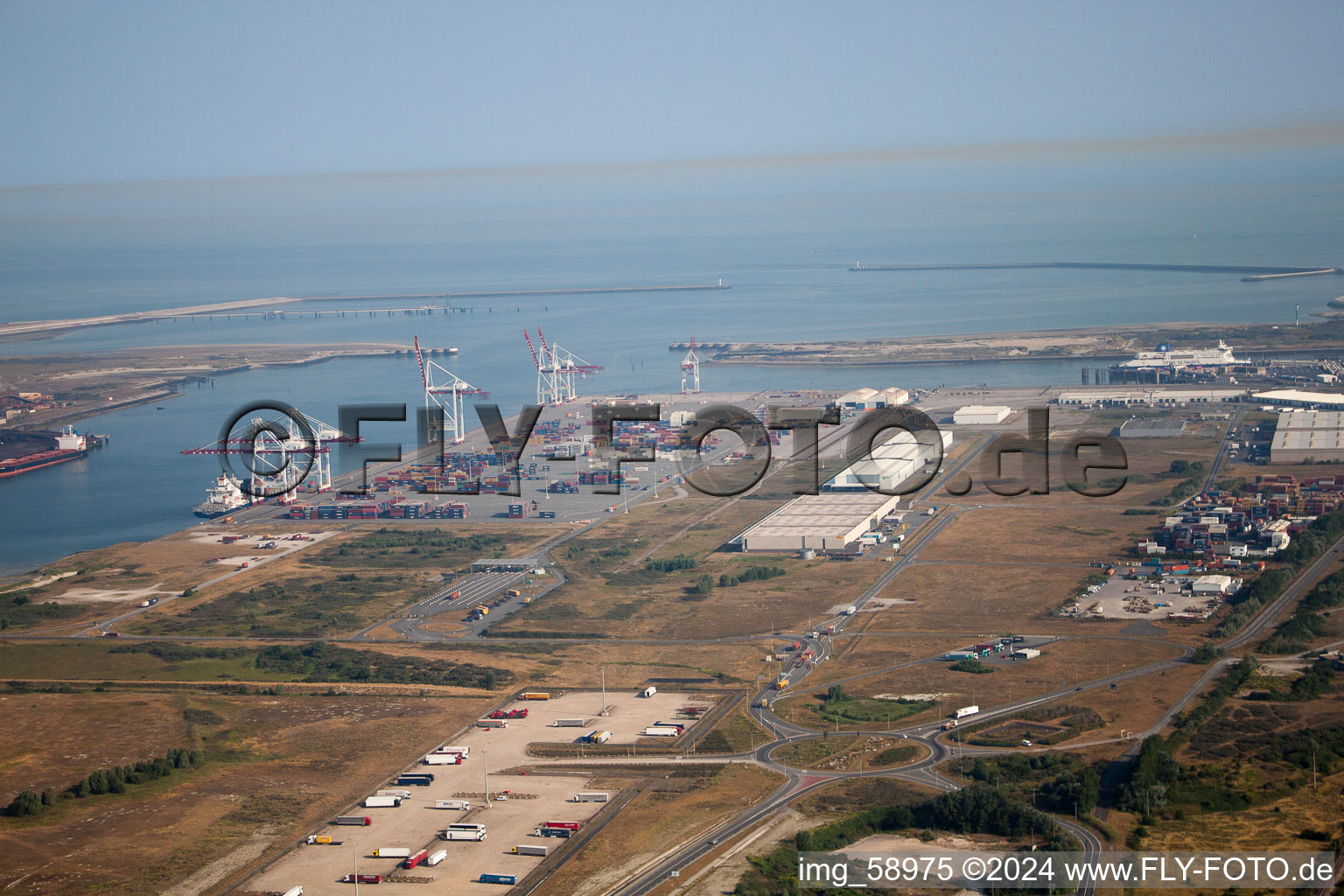 Aerial view of Port at Loon-Plage in Loon-Plage in the state North, France