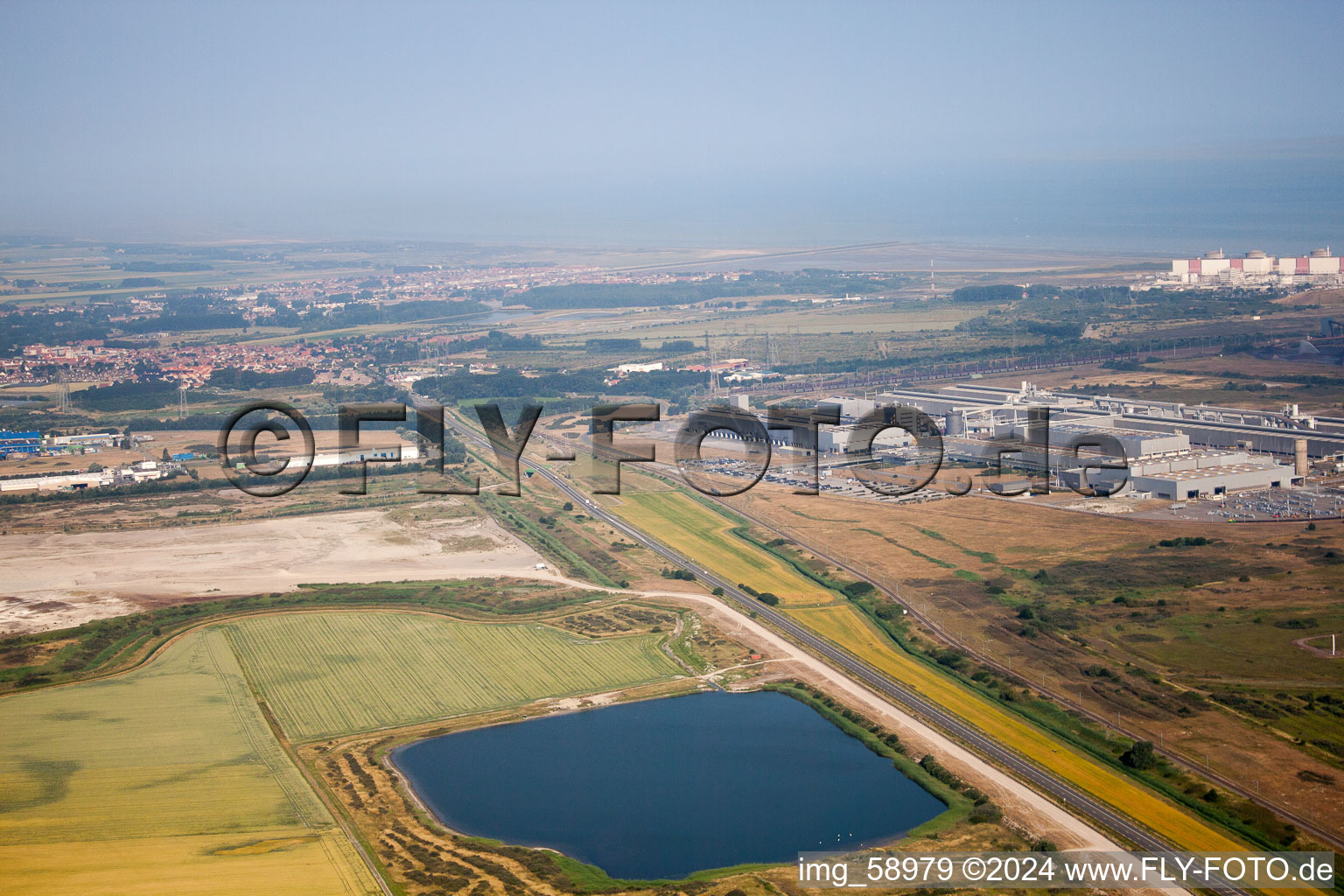 Port at Loon-Plage in Loon-Plage in the state North, France from above