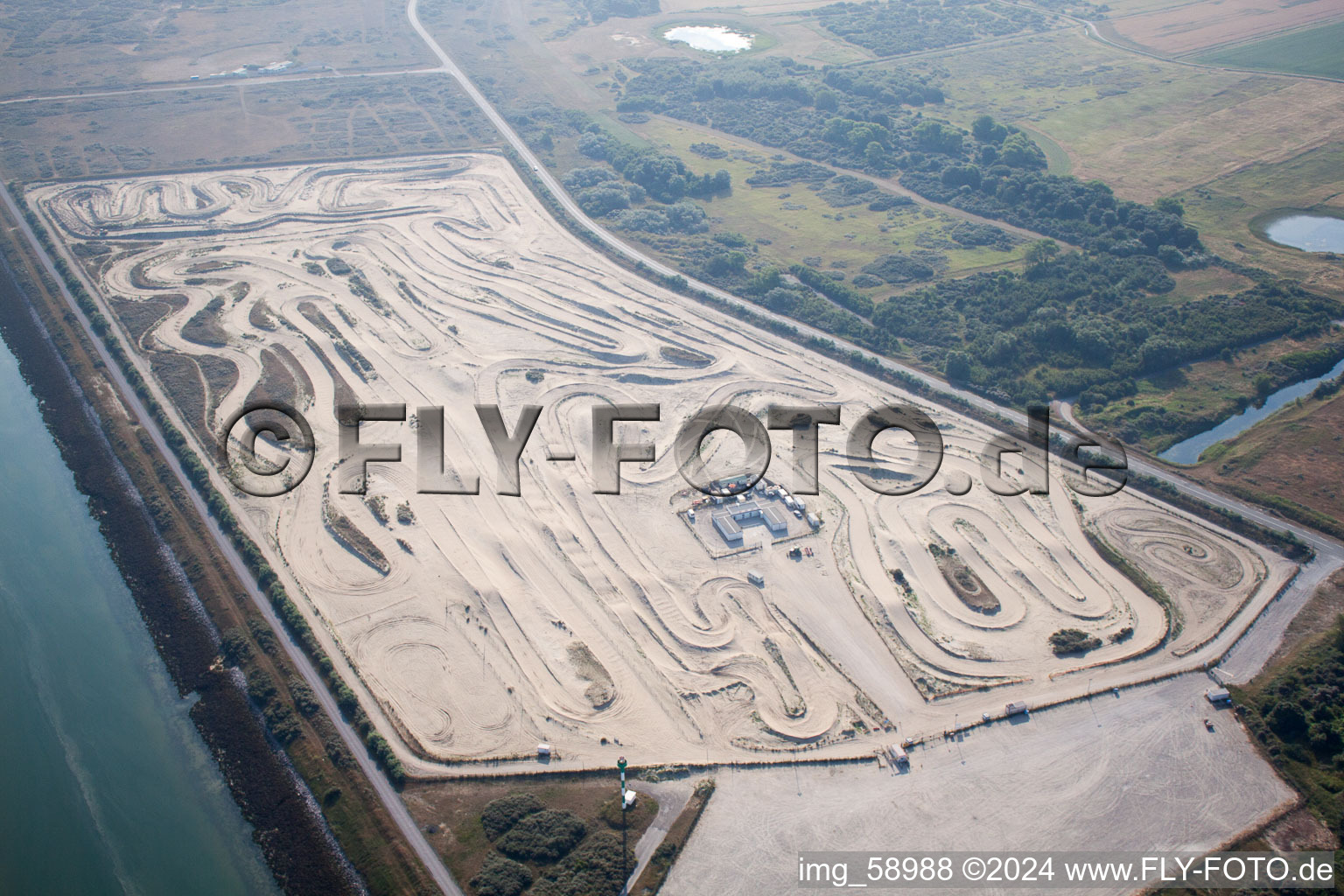 Port facilities under construction on the seashore of the Kanal in Loon-Plage in Hauts-de-France, France