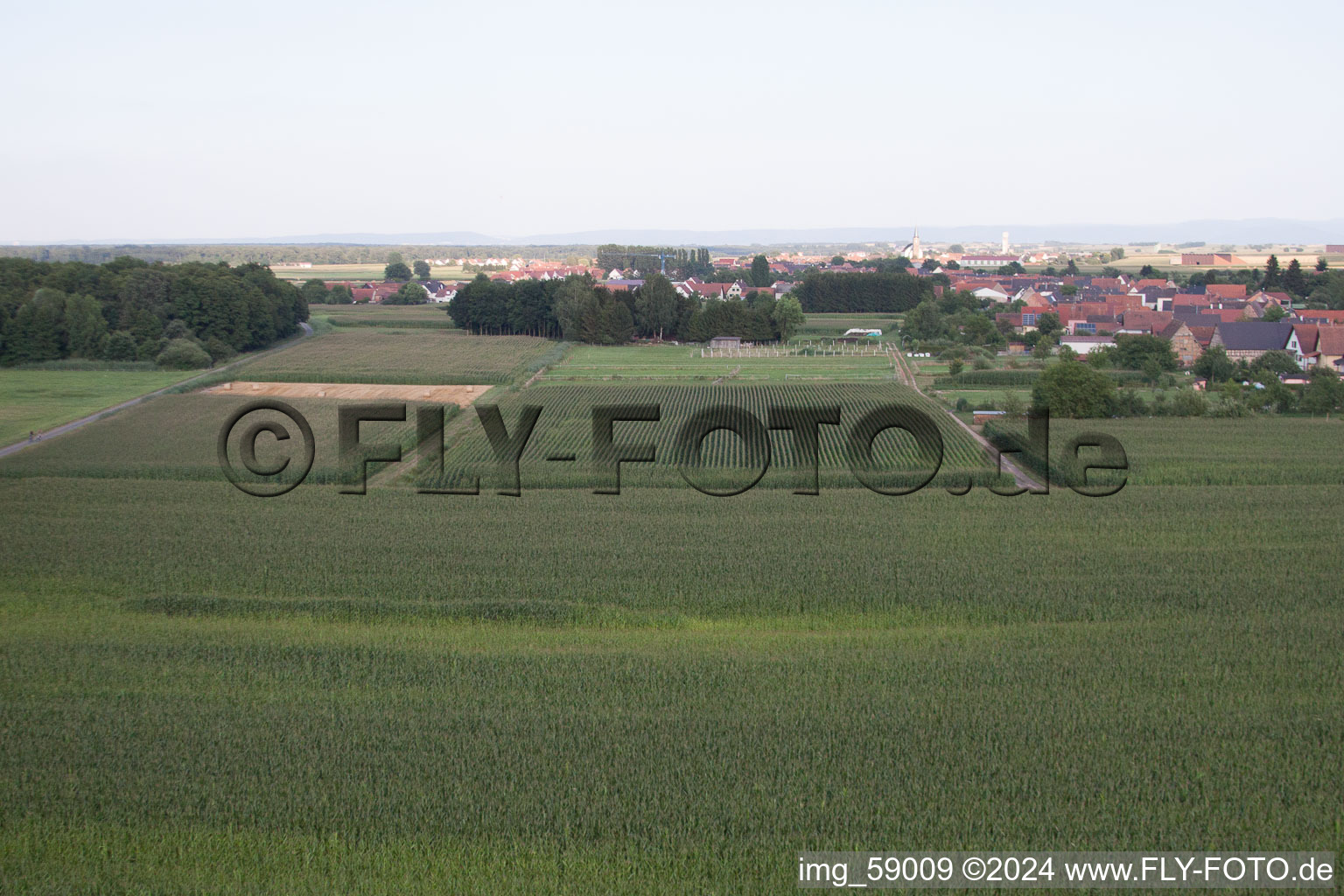 Schleithal in the state Bas-Rhin, France seen from a drone