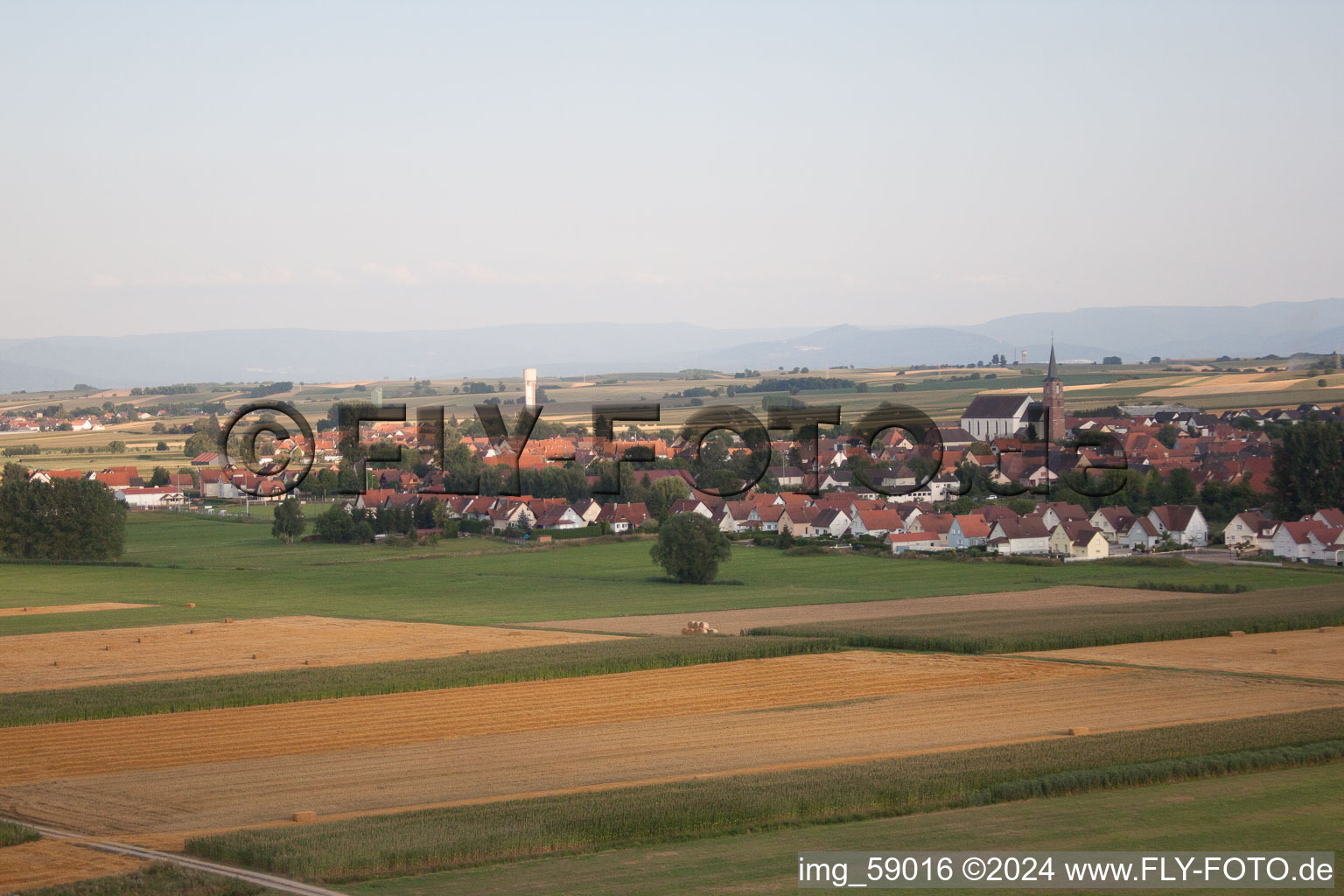 Schleithal in the state Bas-Rhin, France seen from above