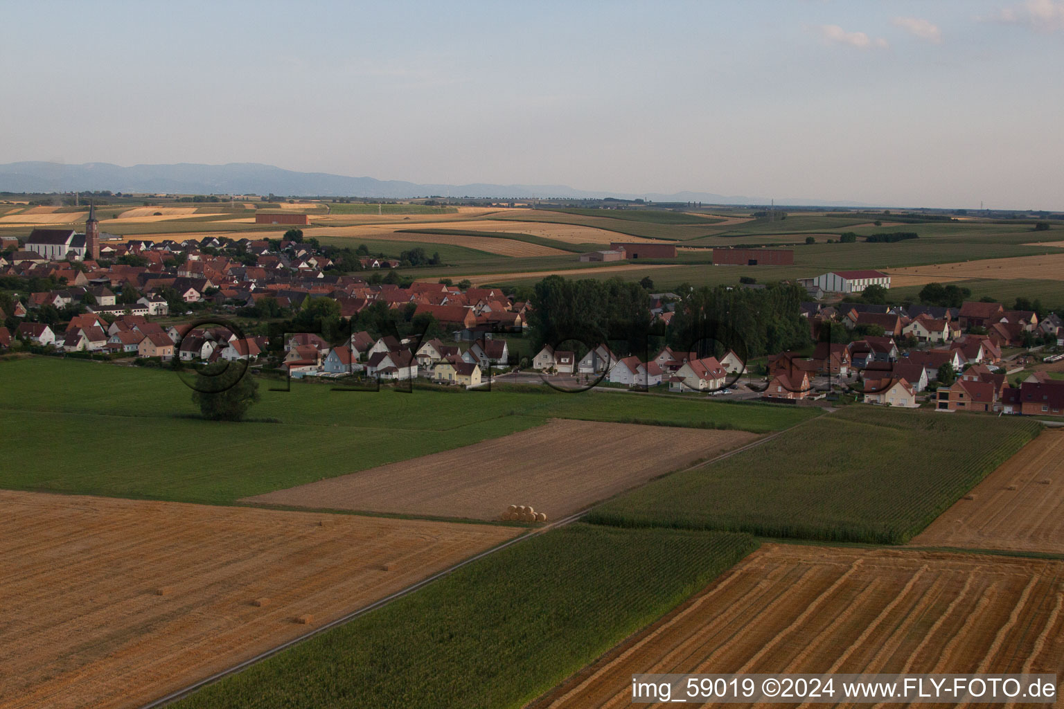 Schleithal in the state Bas-Rhin, France viewn from the air