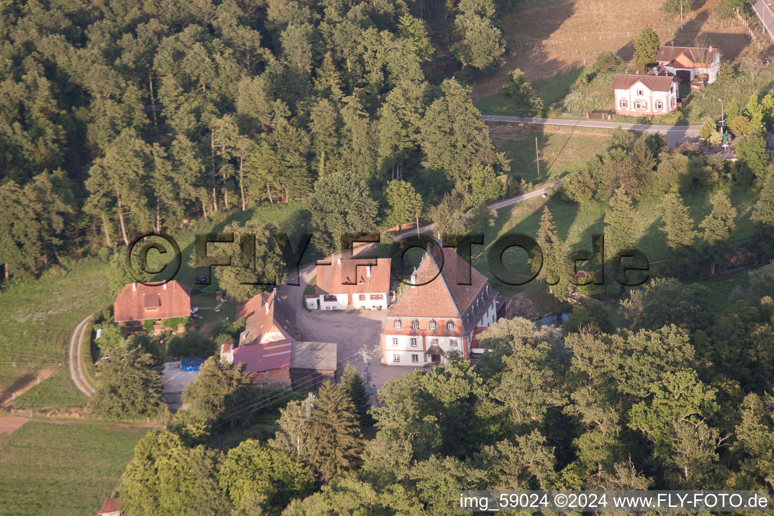 Bienwaldmühle in the state Rhineland-Palatinate, Germany out of the air