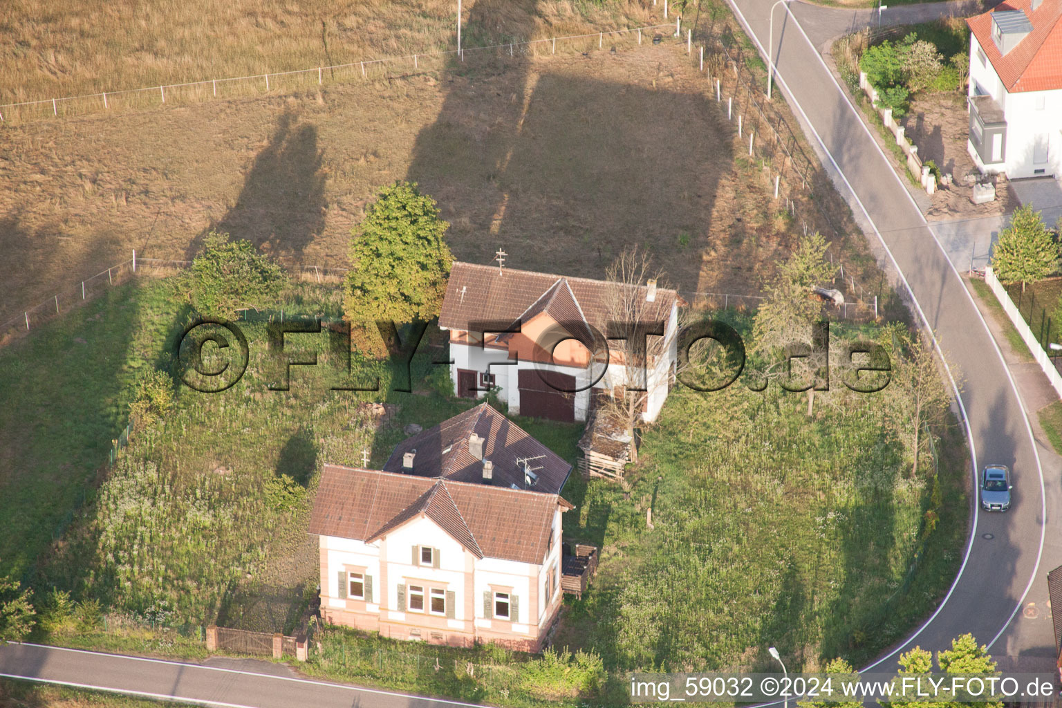 Drone recording of Bienwaldmühle in the state Rhineland-Palatinate, Germany