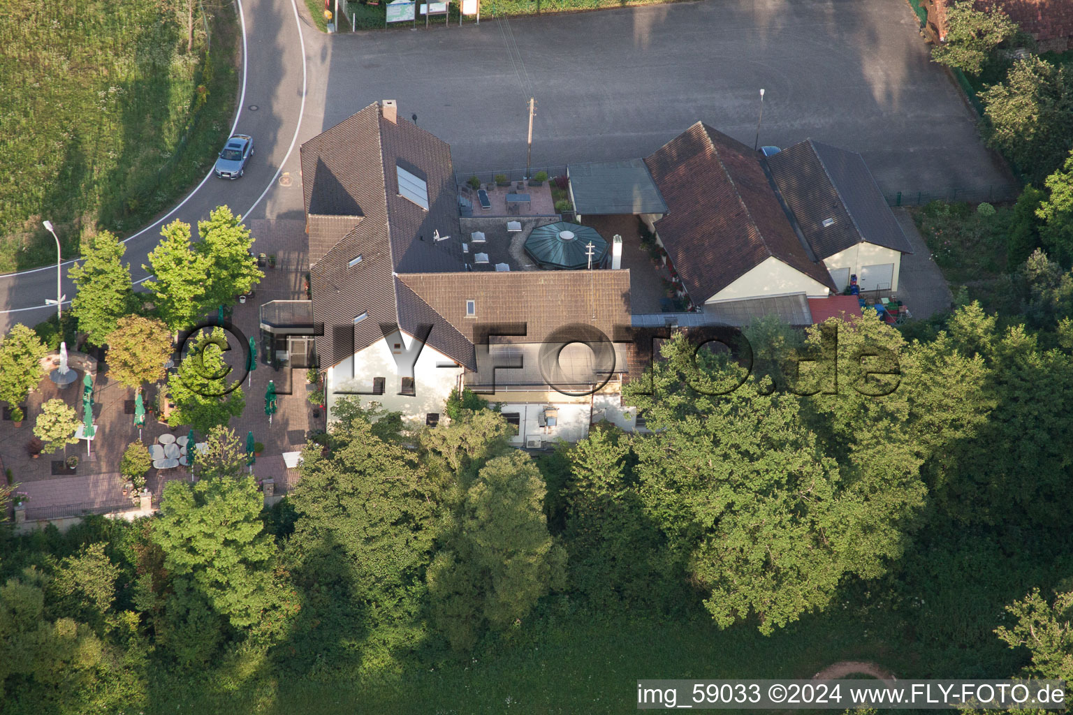 Drone image of Bienwaldmühle in the state Rhineland-Palatinate, Germany