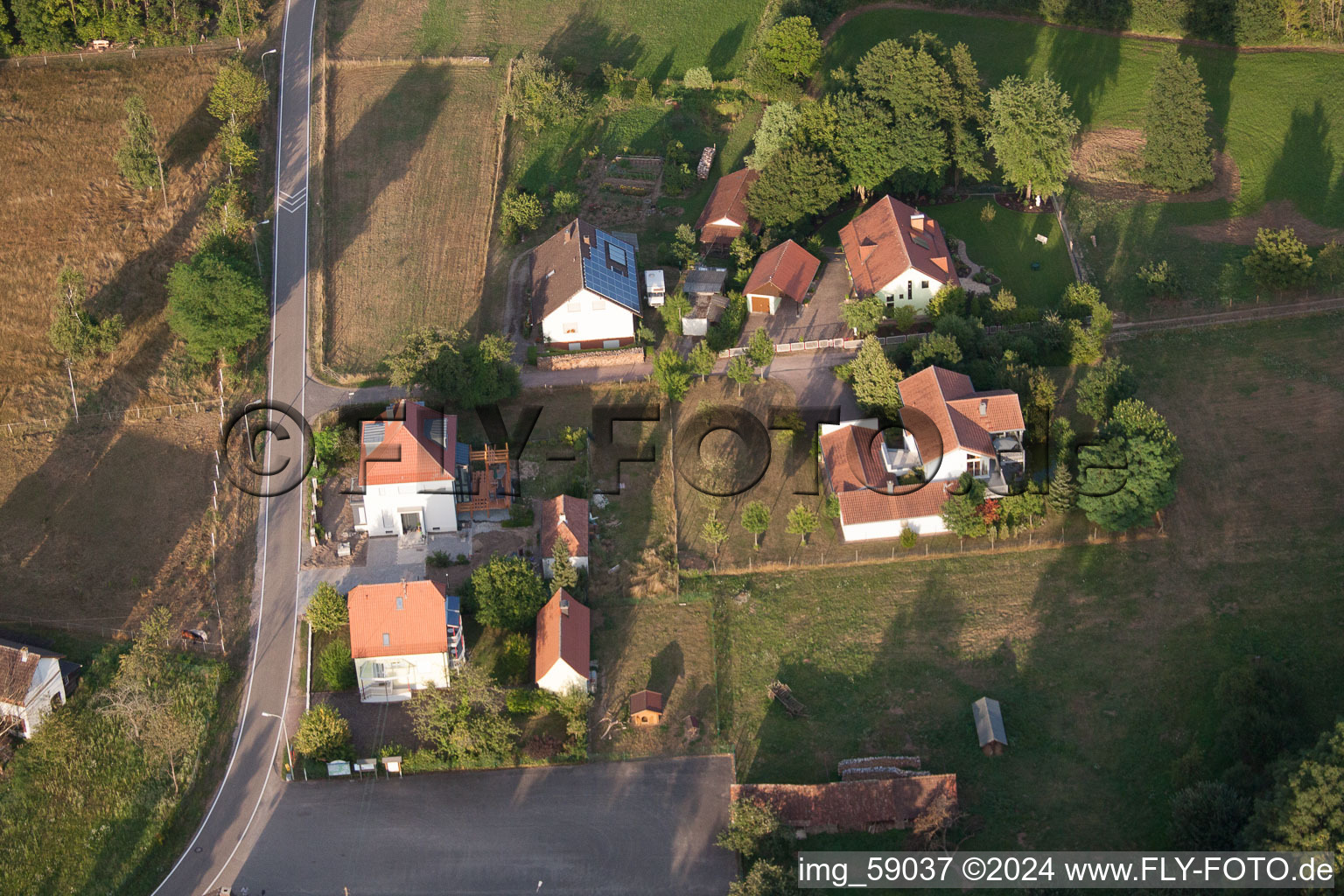 Bienwaldmühle in the state Rhineland-Palatinate, Germany from a drone