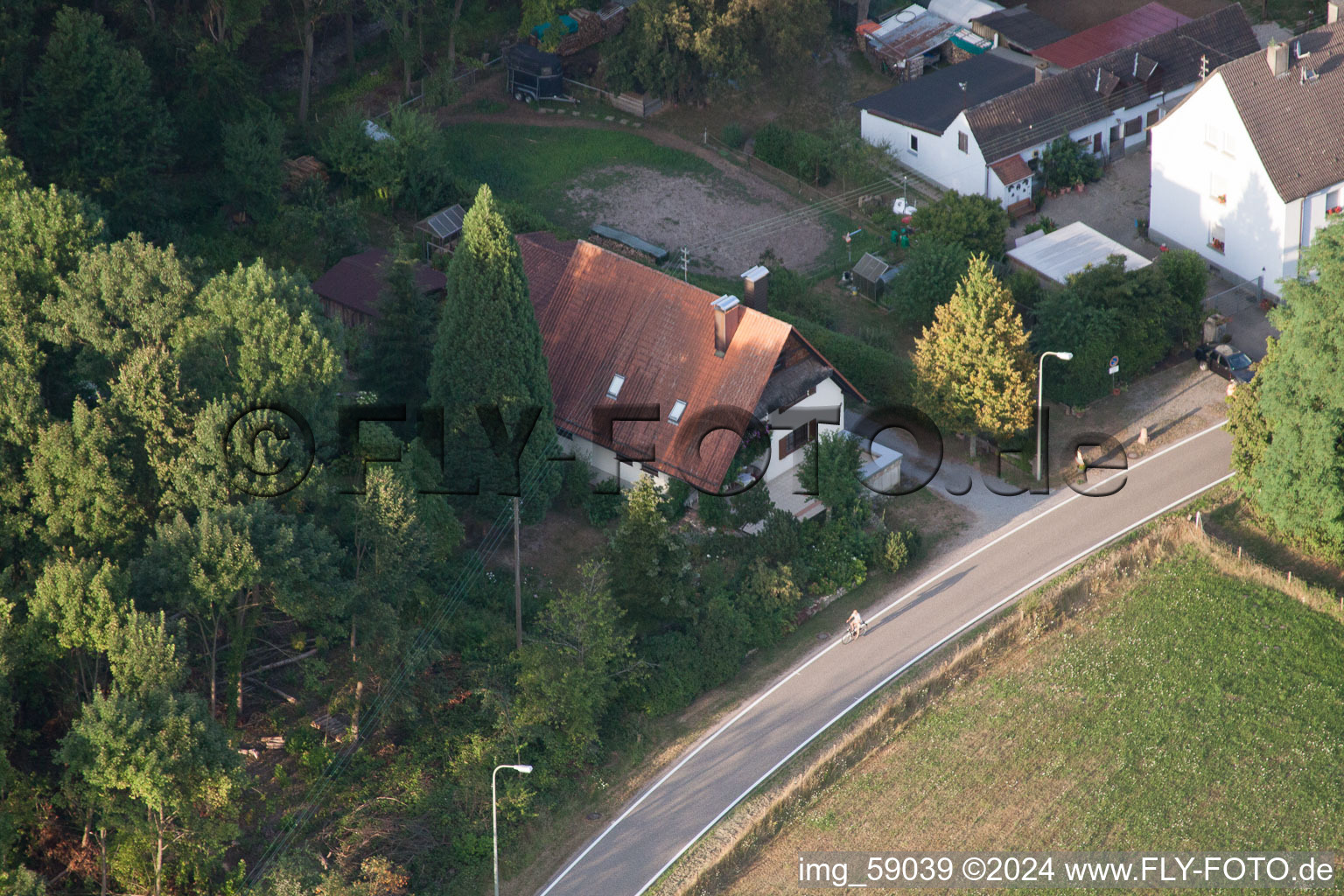 Bienwaldmühle in the state Rhineland-Palatinate, Germany seen from a drone