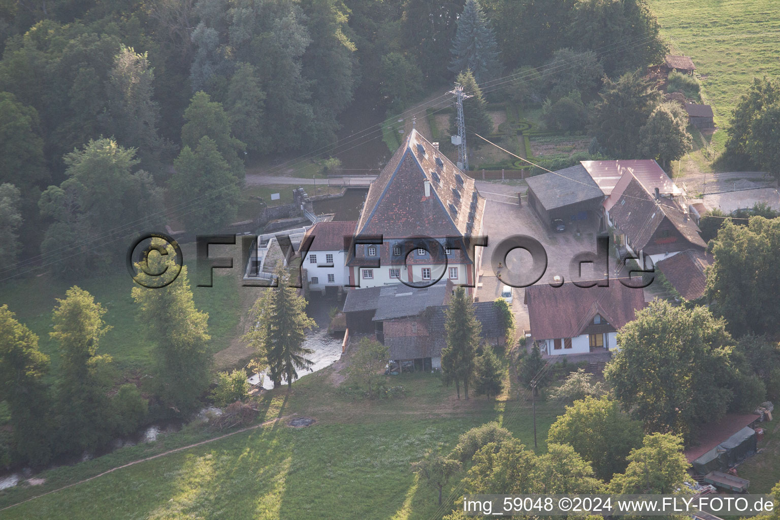 Bienwaldmühle in the state Rhineland-Palatinate, Germany out of the air