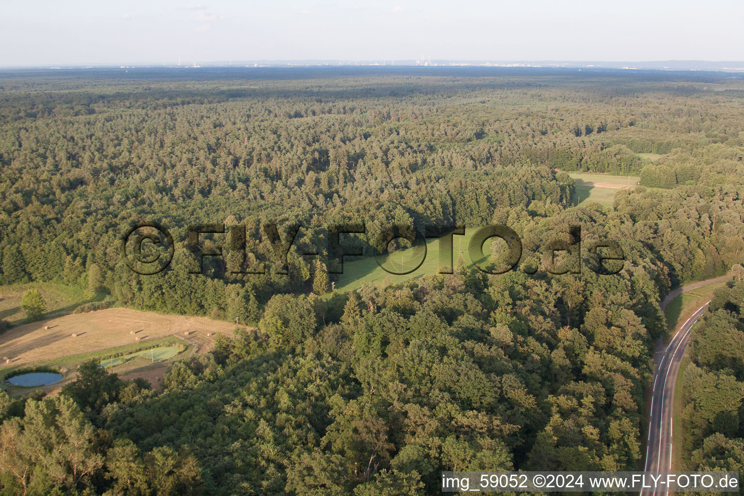 Bird's eye view of Bienwaldmühle in the state Rhineland-Palatinate, Germany