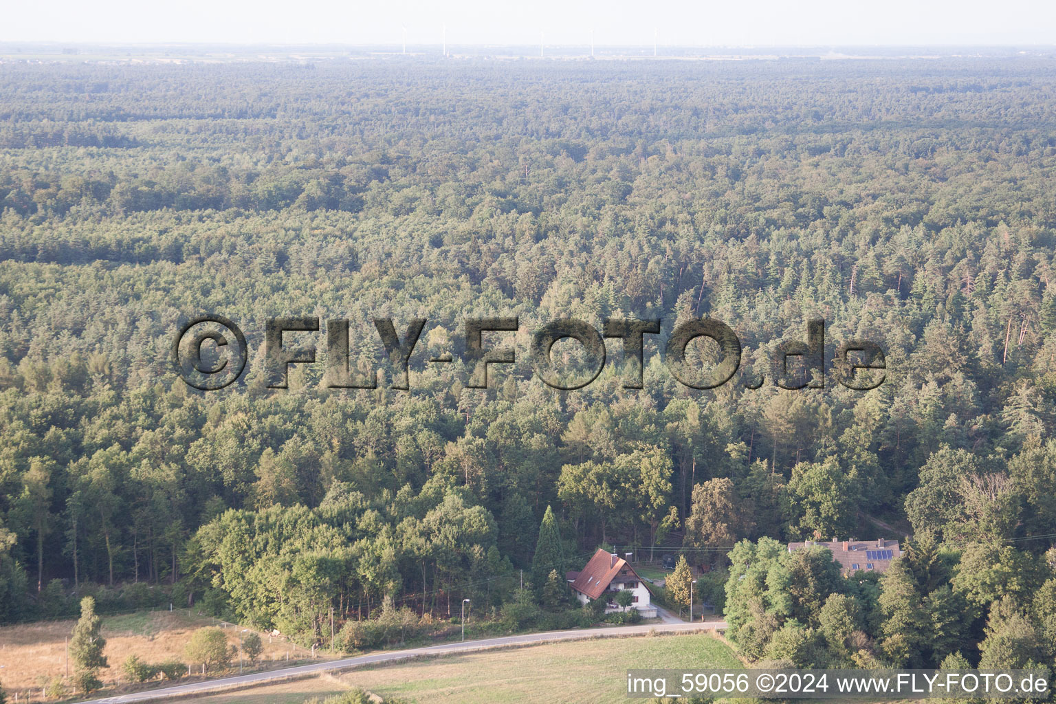 Bienwaldmühle in the state Rhineland-Palatinate, Germany from the drone perspective