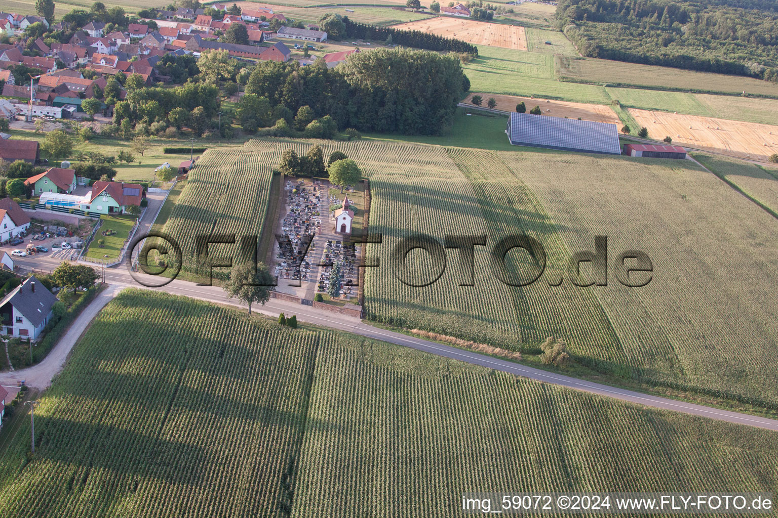 Salmbach in the state Bas-Rhin, France from a drone