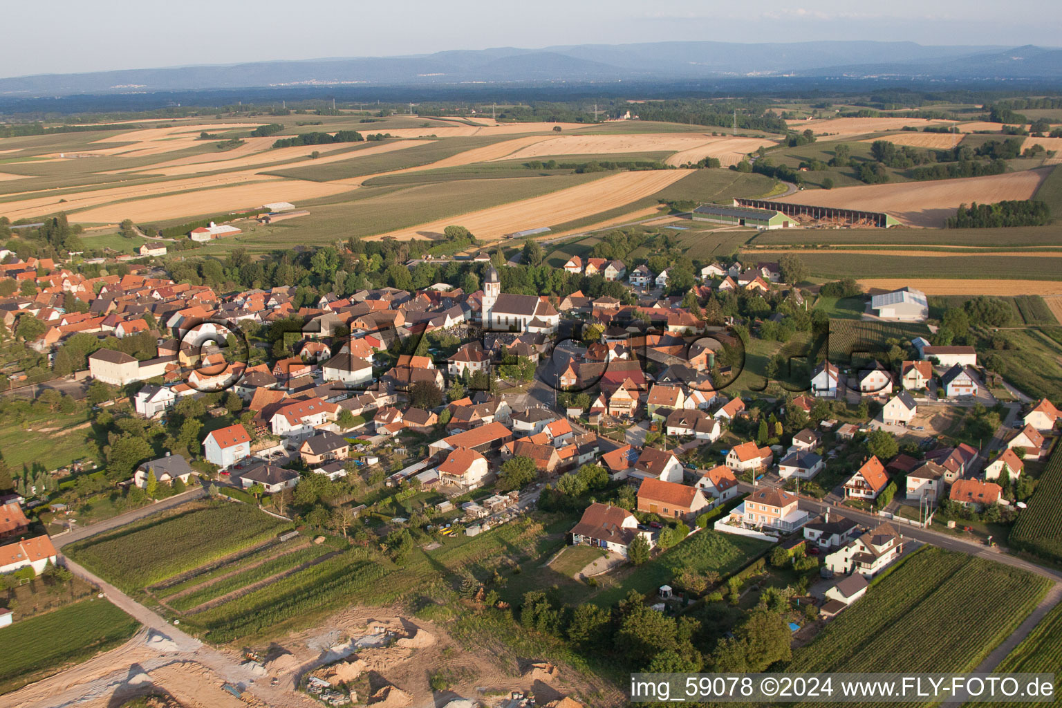 Oblique view of Niederlauterbach in the state Bas-Rhin, France