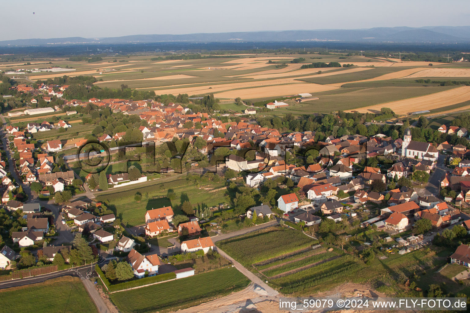 Niederlauterbach in the state Bas-Rhin, France from above