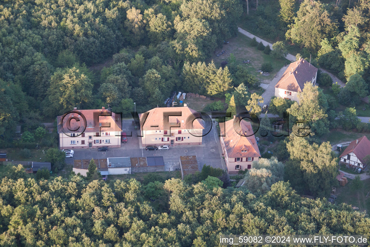 Oblique view of Scheibenhardt in the state Rhineland-Palatinate, Germany