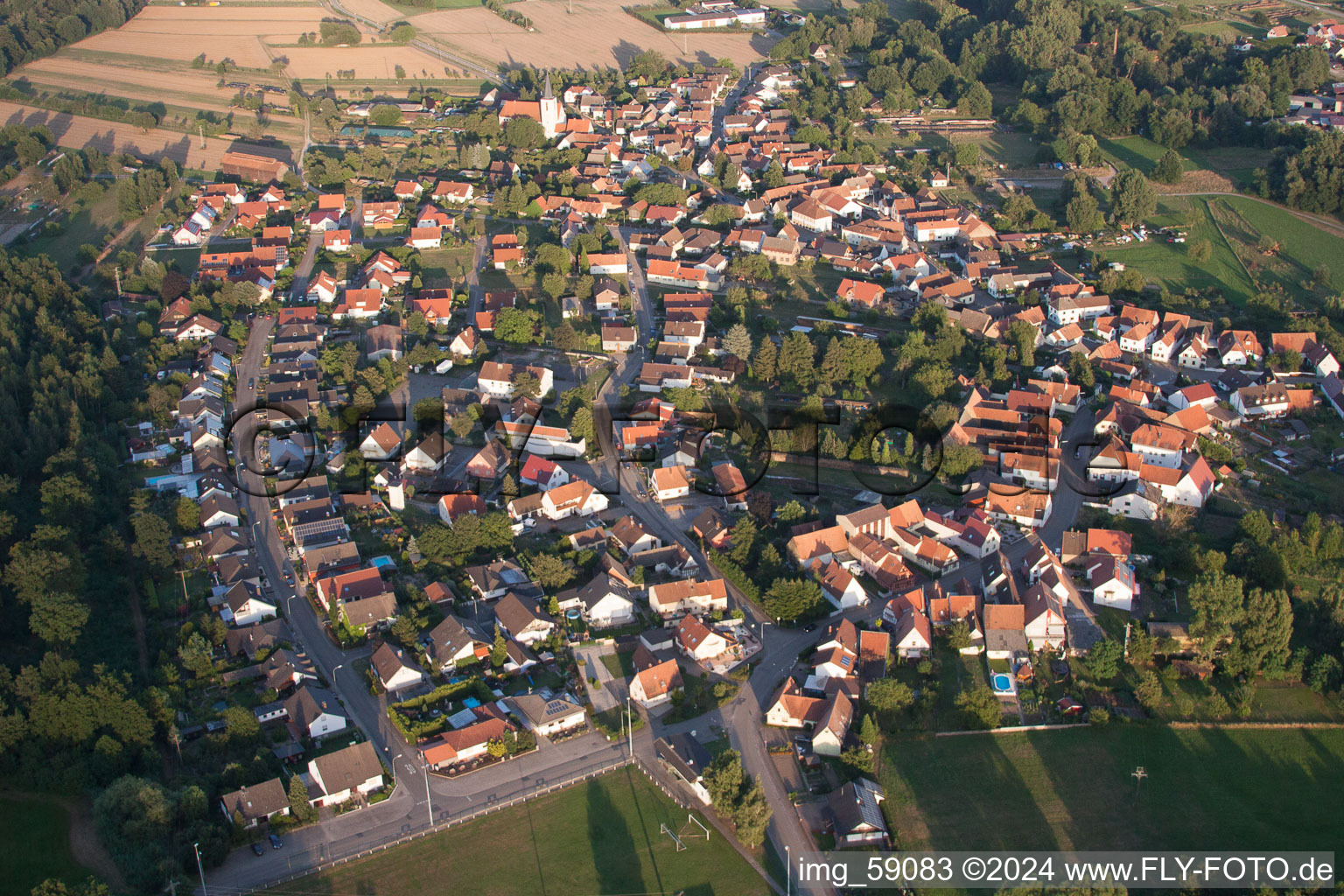 Scheibenhardt in the state Rhineland-Palatinate, Germany from above