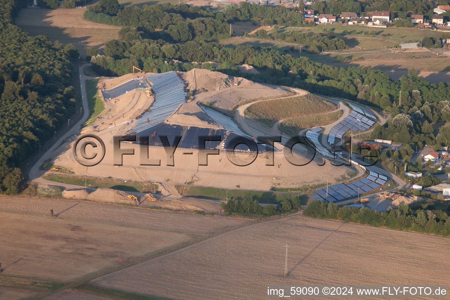 District landfill in Scheibenhardt in the state Rhineland-Palatinate, Germany from the plane