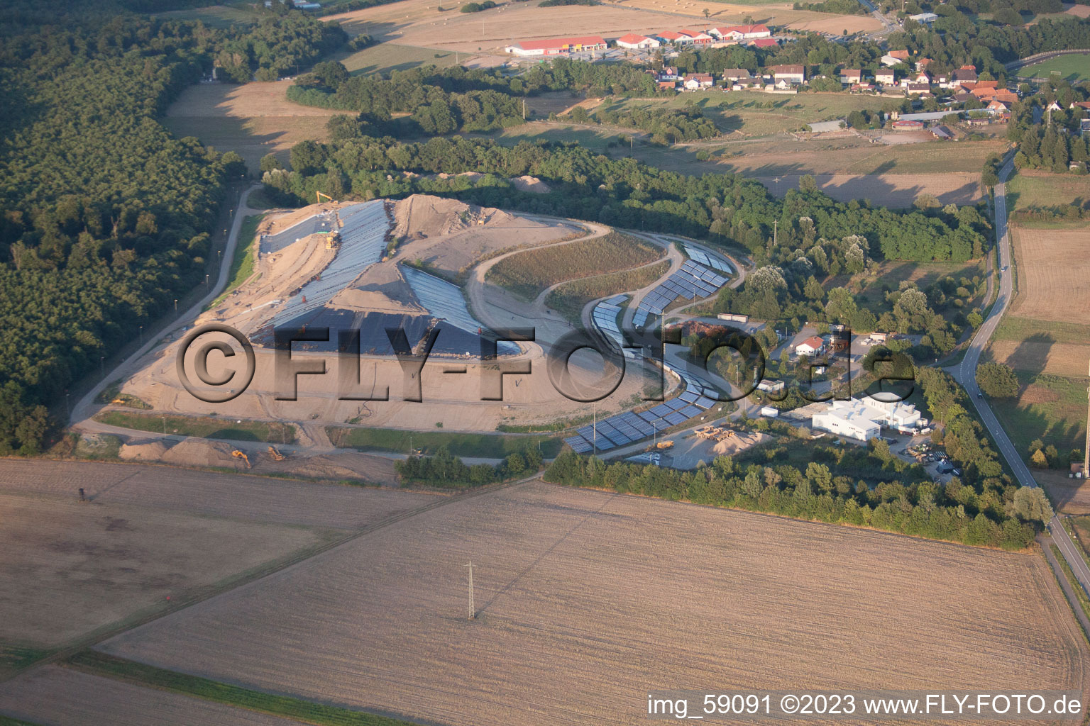 Bird's eye view of District landfill in Scheibenhardt in the state Rhineland-Palatinate, Germany