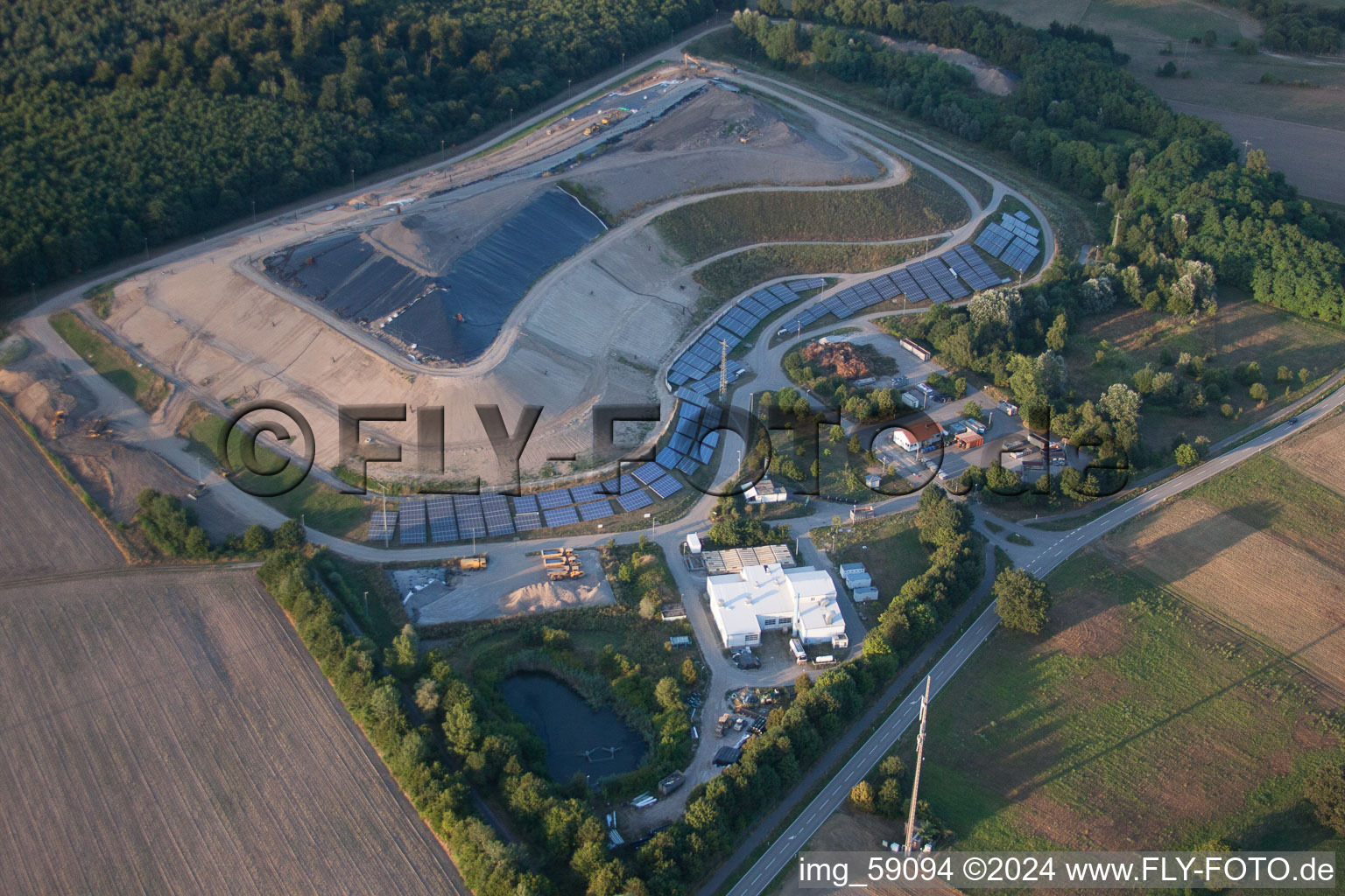 District landfill in Scheibenhardt in the state Rhineland-Palatinate, Germany viewn from the air