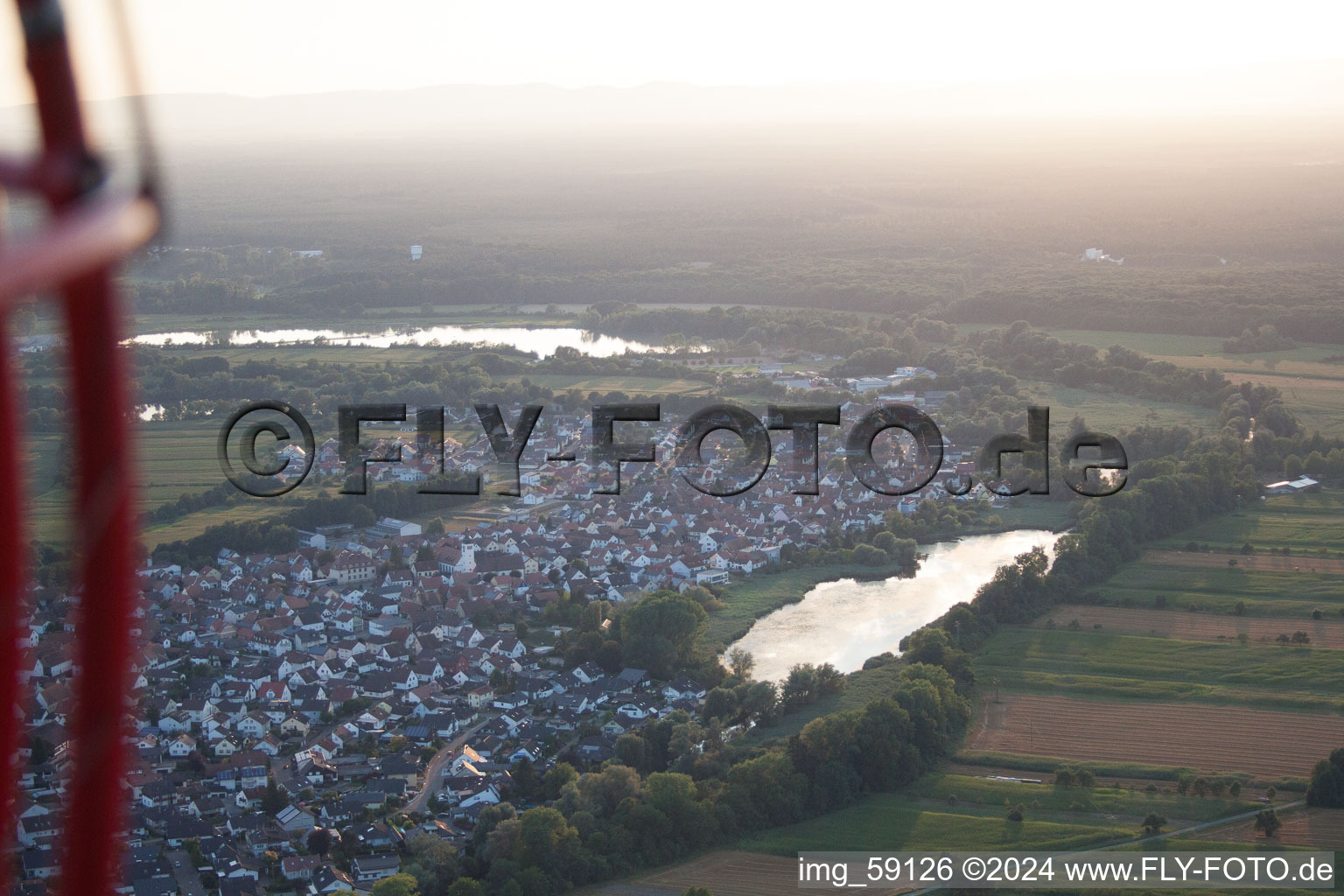 Oblique view of District Neuburg in Neuburg am Rhein in the state Rhineland-Palatinate, Germany